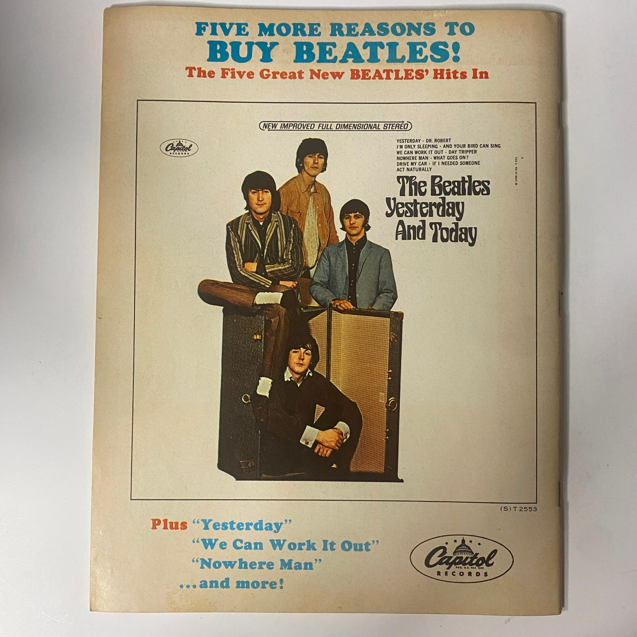 Back cover of TeenSet Magazine October 1966 Vol 2 No. 5 showcasing a Beatles advertisement for their hits, emphasizing the cultural impact of The Beatles in the 1960s.