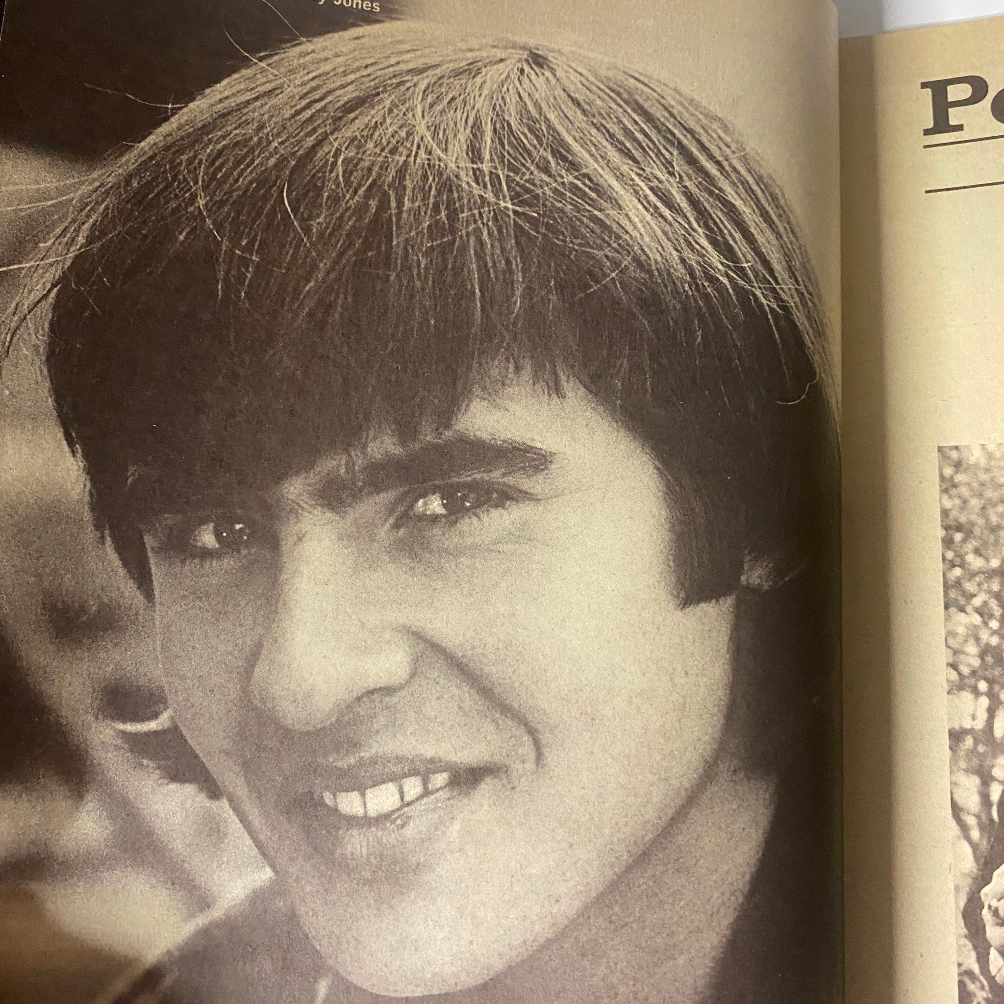 Black and white portrait of a young man with shaggy hair, featured in Teen Set Magazine March 1967, highlighting the era's vibrant youth culture.
