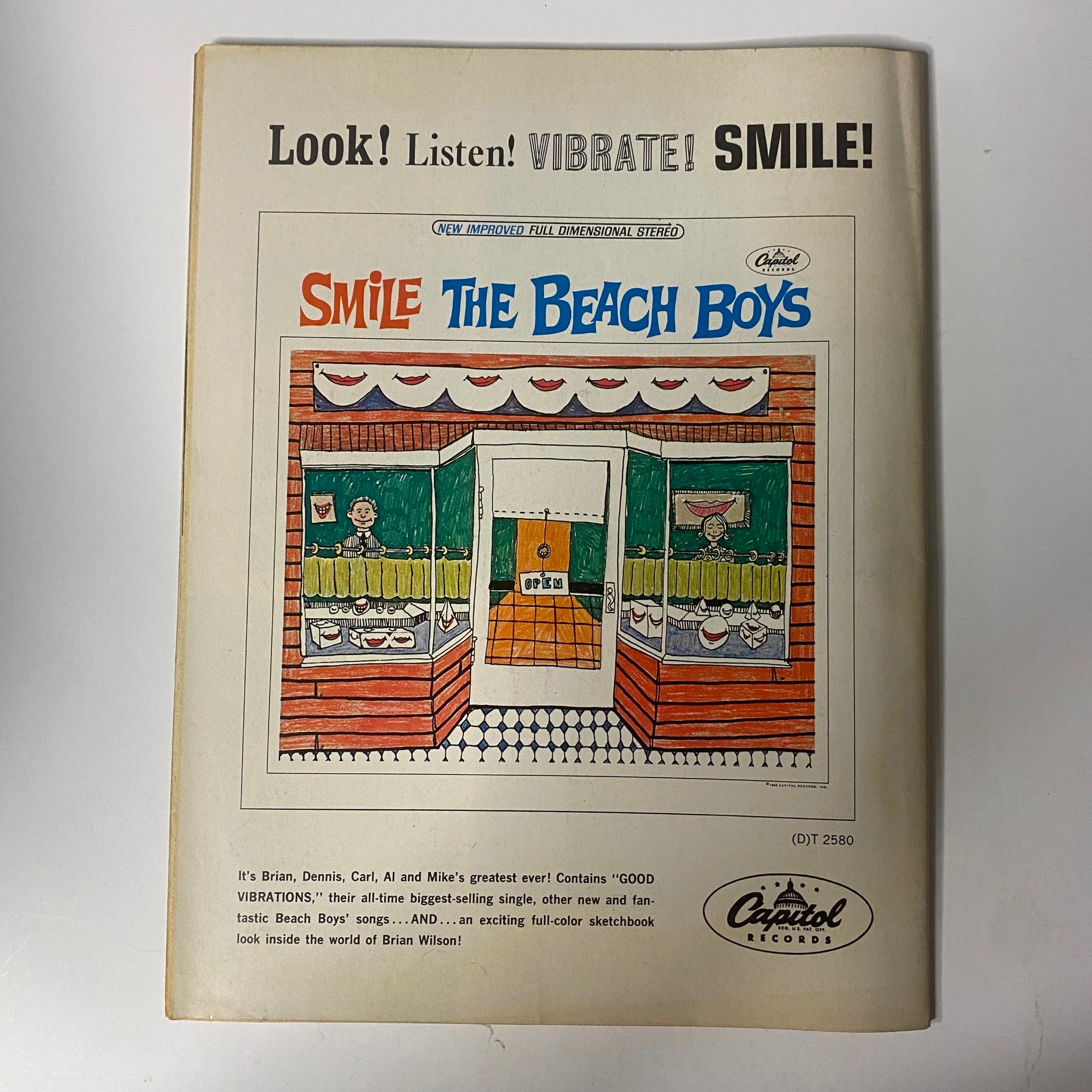 Cover image of Teen Set Magazine March 1967 with an advertisement for The Beach Boys' album 'Smile', showcasing 1960s music memorabilia.