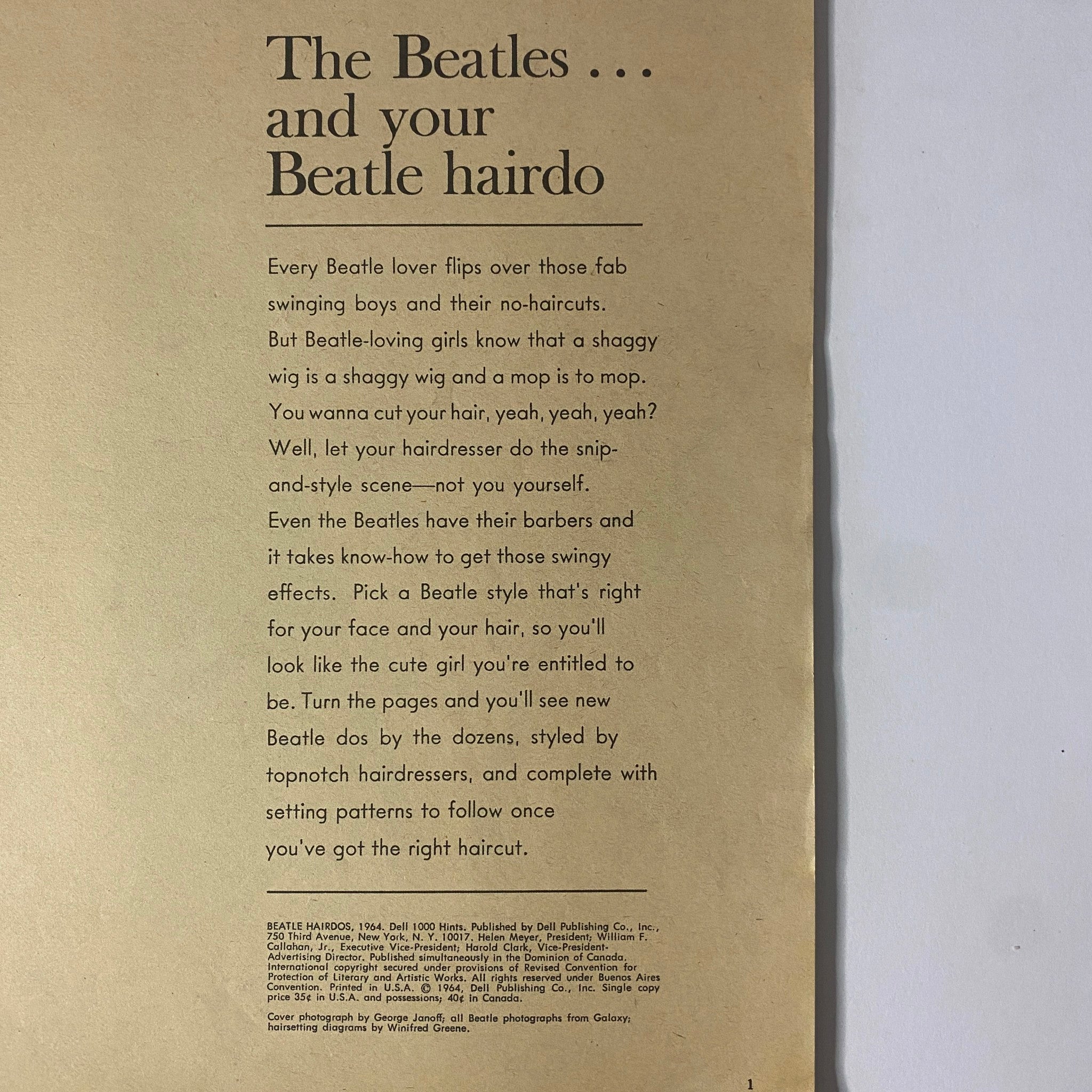 1964 Beatle Hairdos and Setting Patterns No Label