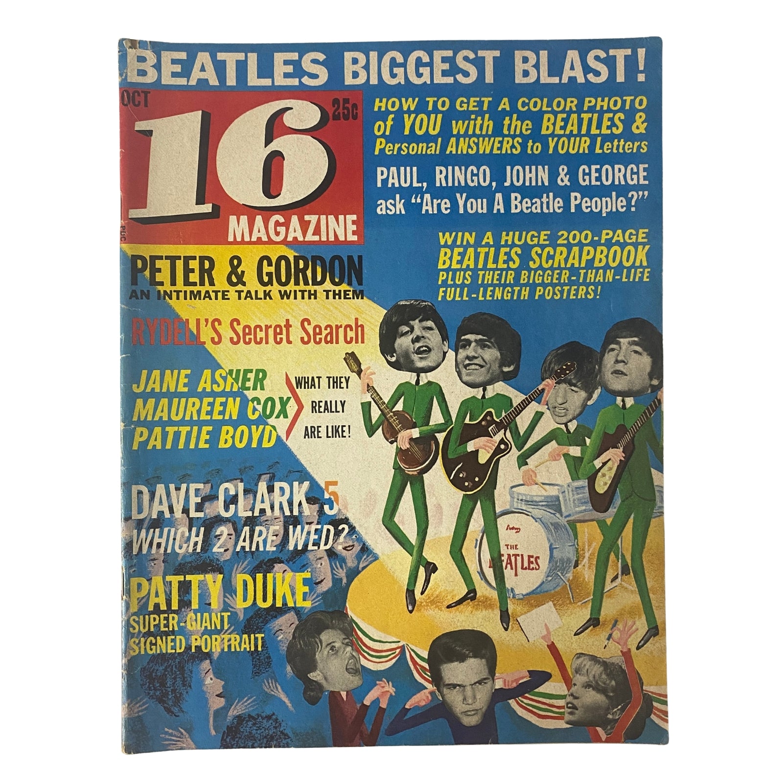 16 Magazine October 1964 Vol 6 No. 5 The Beatles w Pinup No Label VG