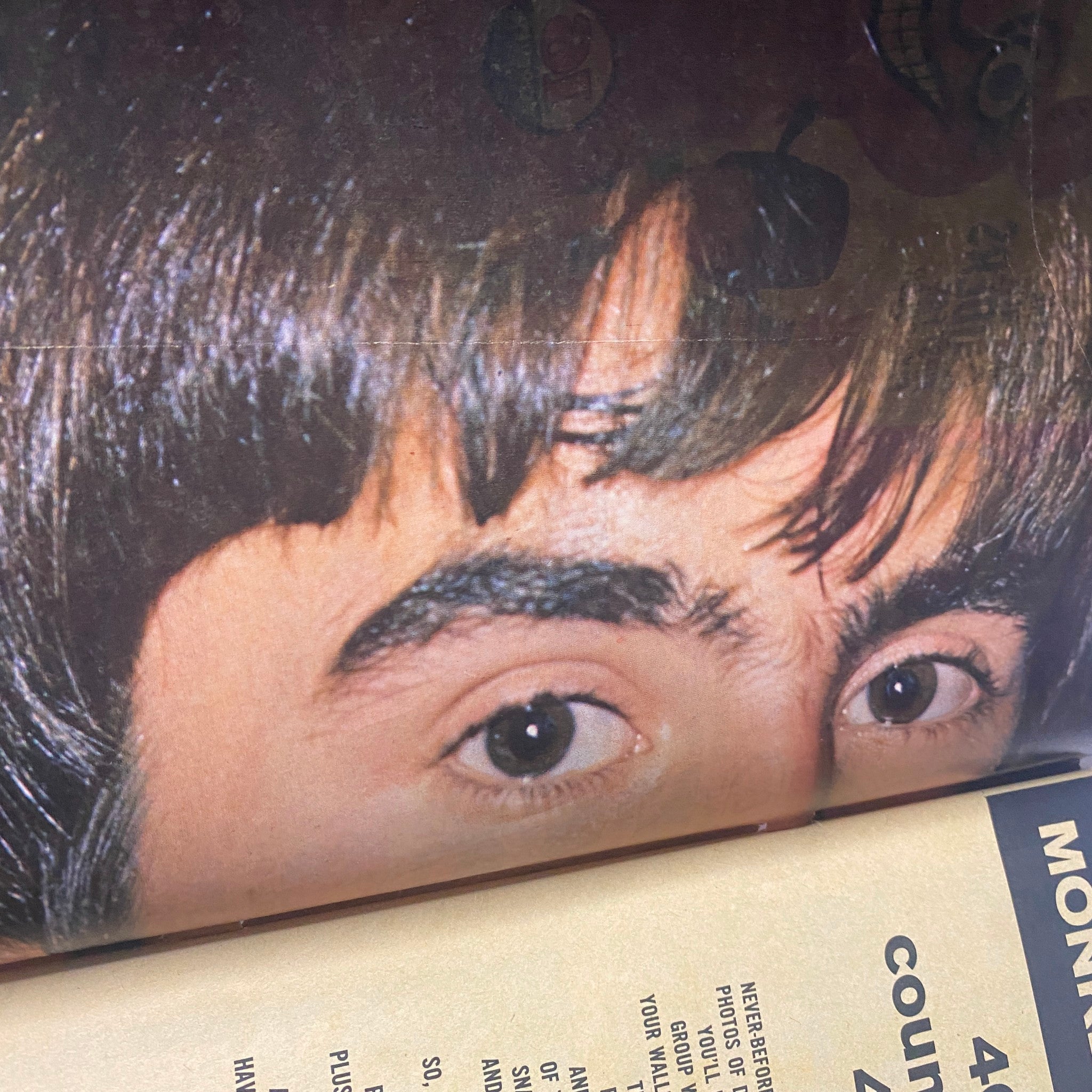 Close-up of a young male celebrity from the 16 Magazine August 1967 Vol 9 No. 3, presenting a nostalgic look at 1960s pop culture.