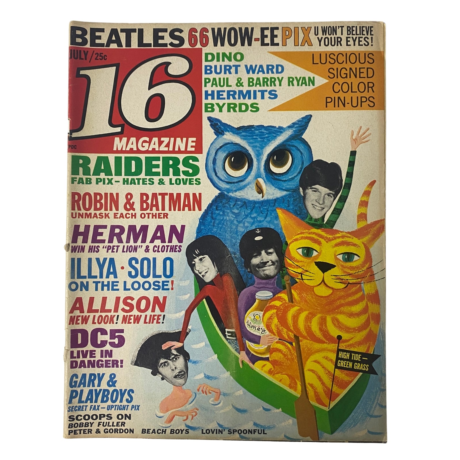 16 Magazine July 1966 Vol 8 No. 2 Herman & The Hermits w Pinup No Label VG