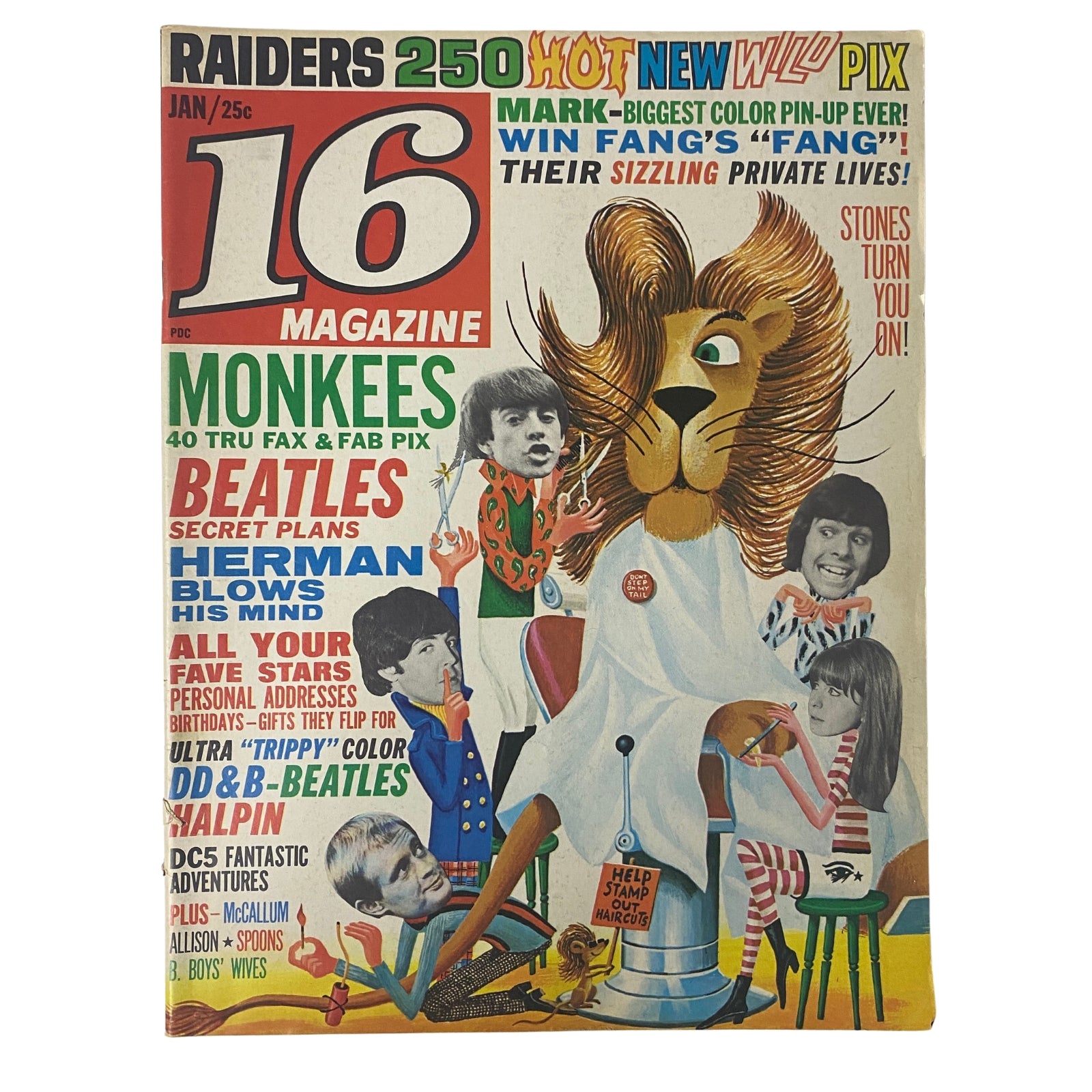 16 Magazine January 1967 Vol 8 No. 8 The Beatles w Pinup No Label