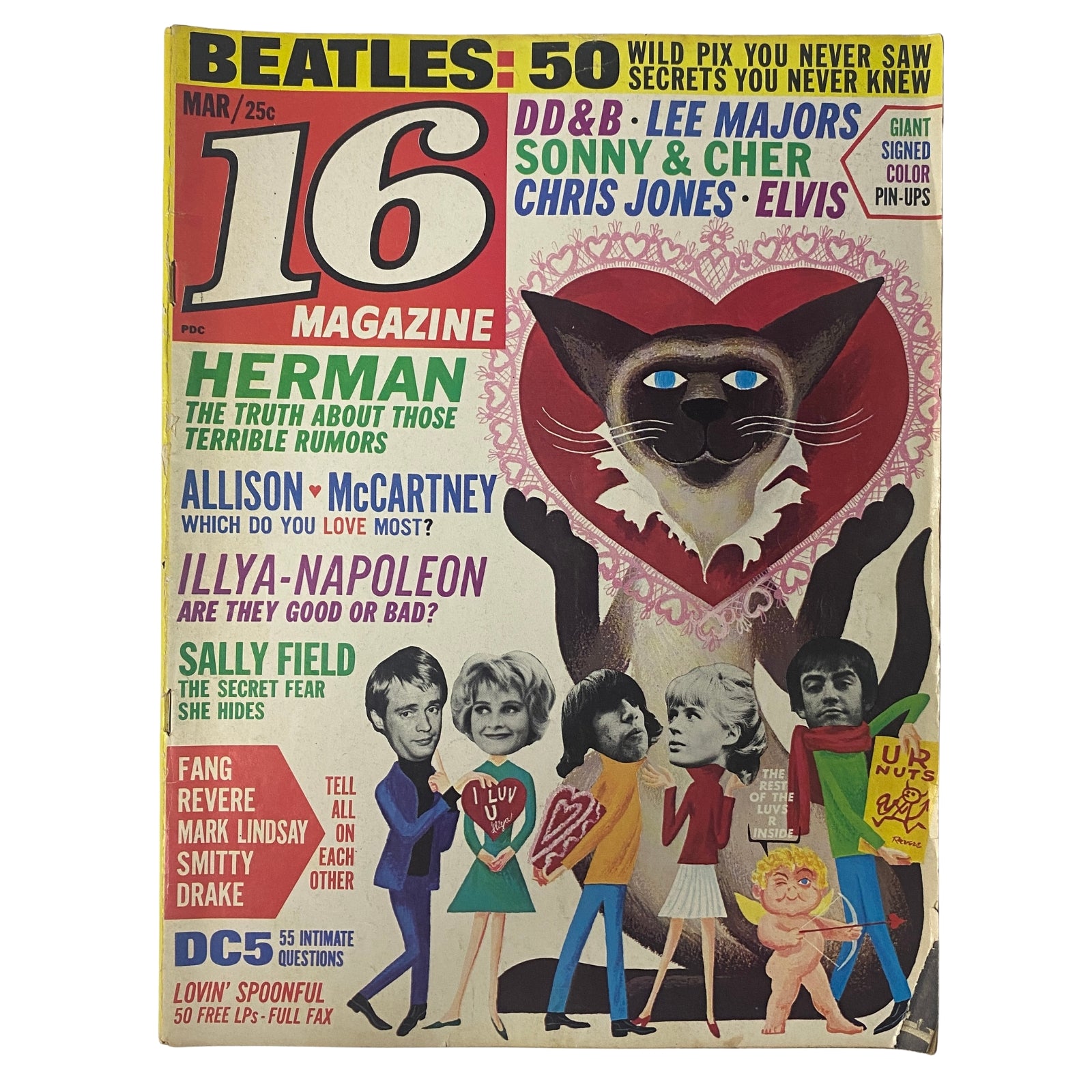 16 Magazine March 1966 Vol 7 No. 10 Dino, Desi & Billy w Pinup No Label