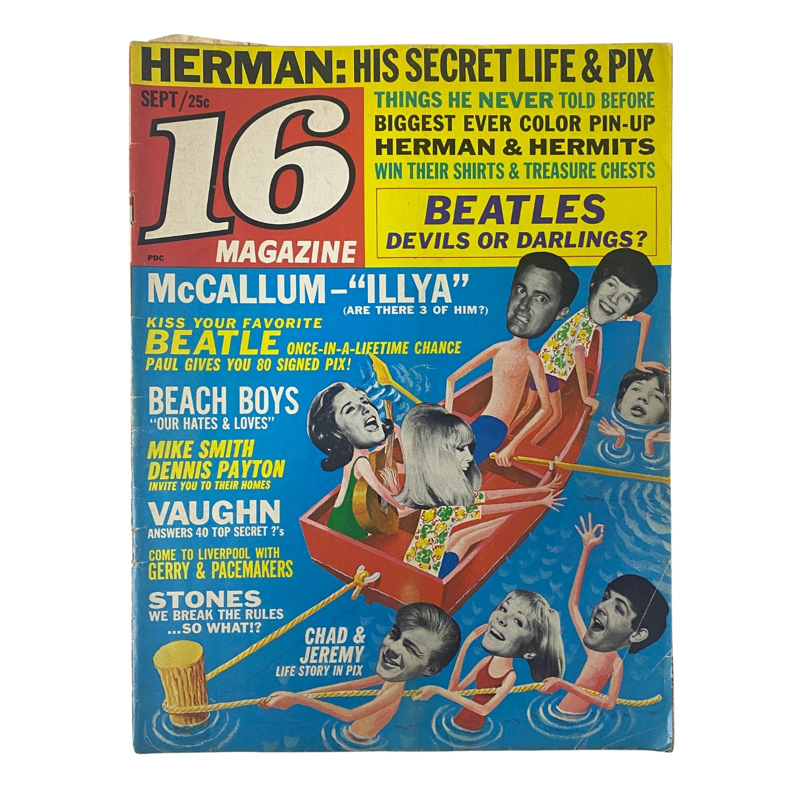 16 Magazine September 1965 Vol 7 No. 4 Herman, Clay Cole w Pinup No Label