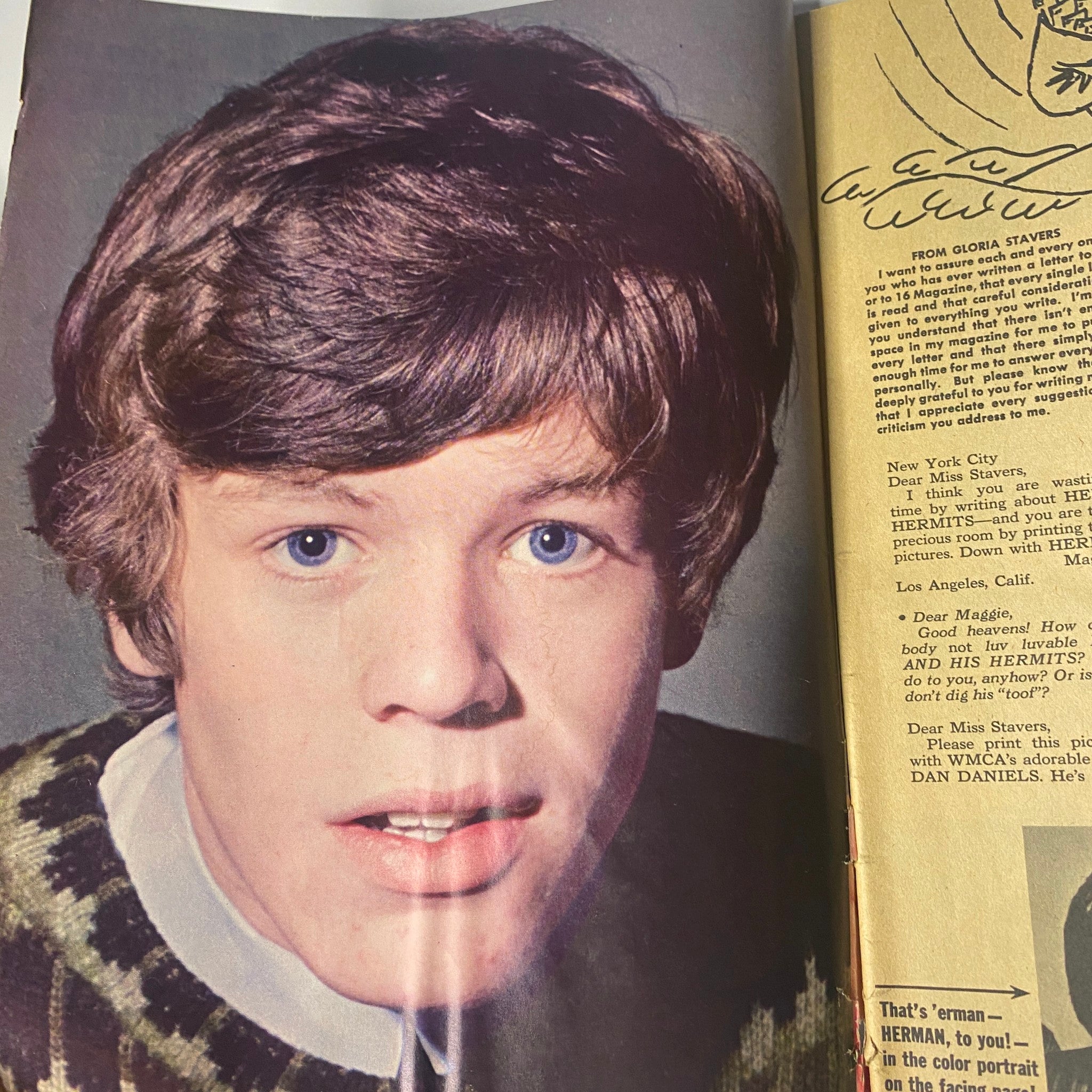 Image of a young male celebrity from 16 Magazine August 1965 Vol 7 No. 3, showcasing a close-up portrait with a classic hairstyle.