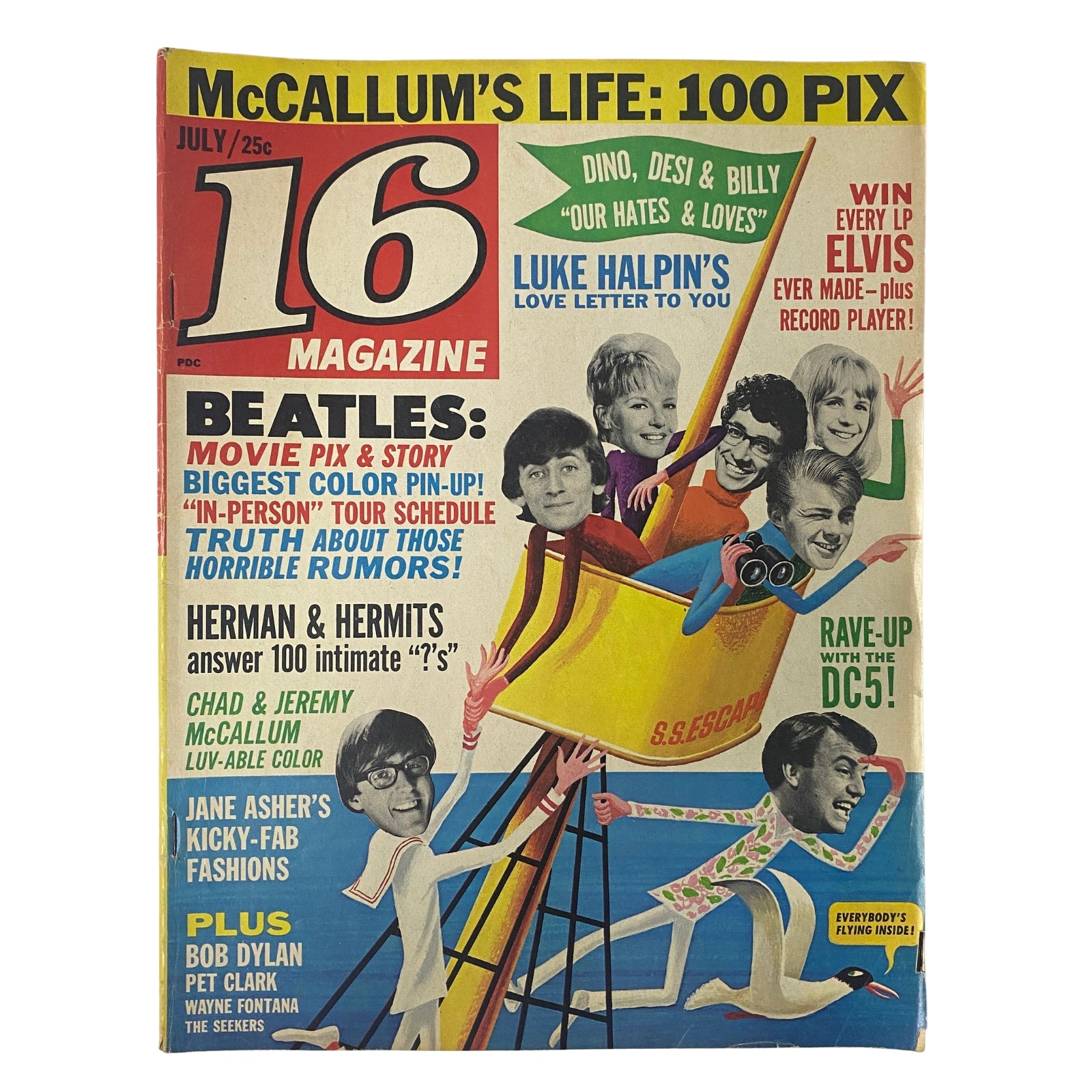 16 Magazine July 1965 Vol 7 No. 2 Freddie & The Dreamers w Pinup No Label