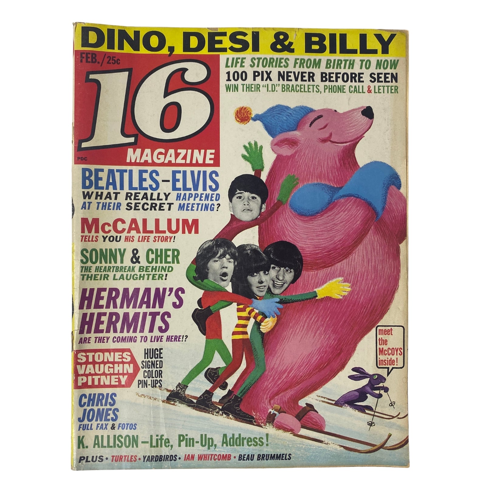 16 Magazine February 1966 Vol 7 No. 9 The Beatles w Pinup No Label