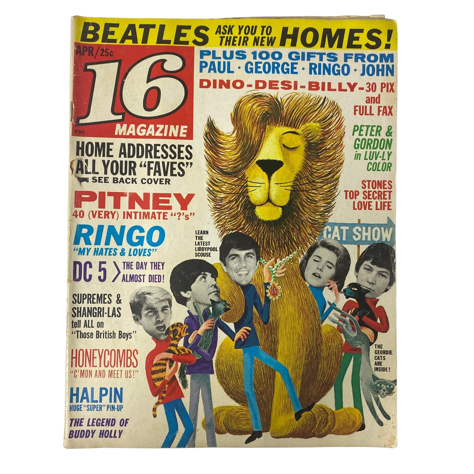 16 Magazine April 1965 Peter & Gordon, Luke Halpin w Pinup No Label