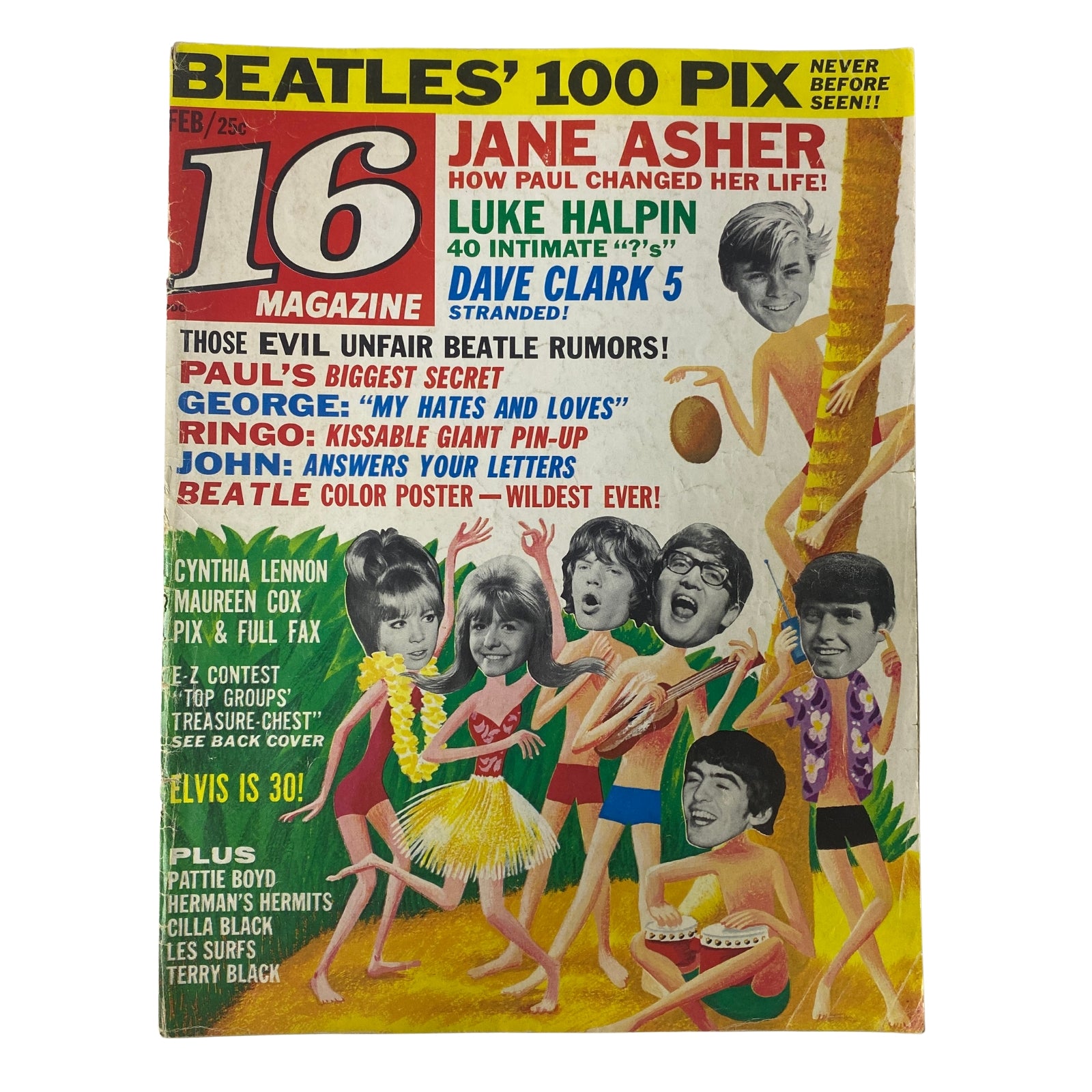 16 Magazine February 1965 Vol 6 No. 9 The Beatles w Pinup No Label
