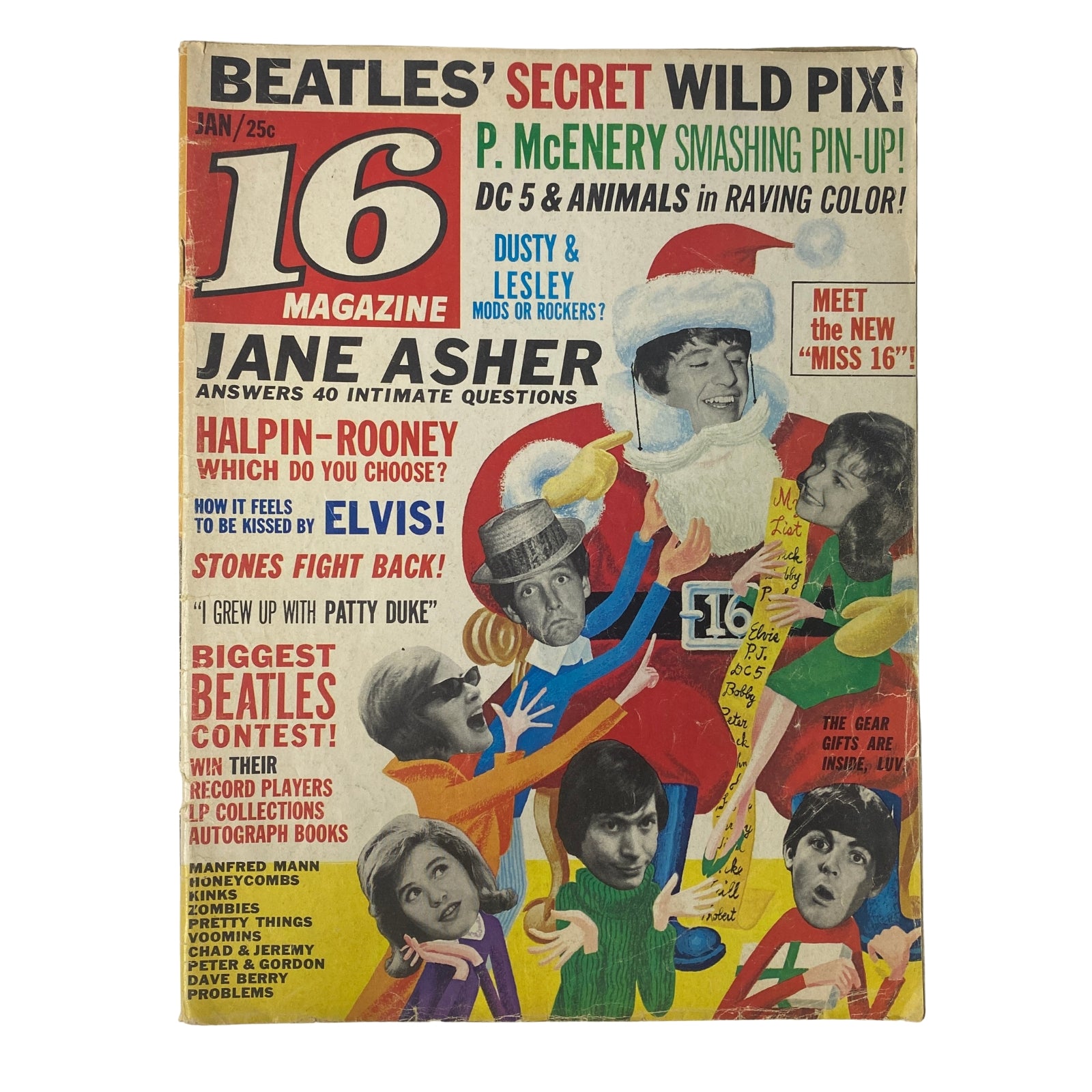 16 Magazine January 1965 Vol 6 No. 8 The Animals w Pinup No Label