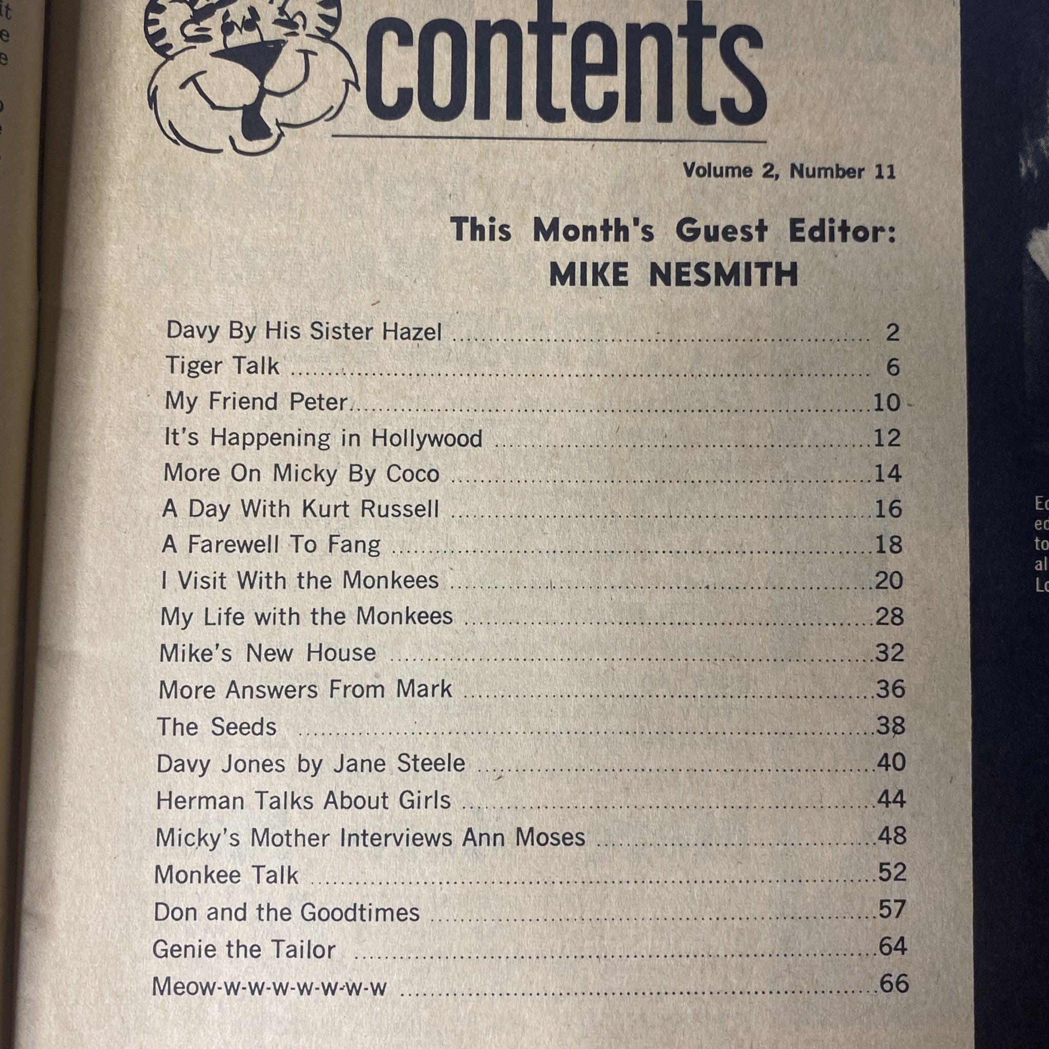 Tiger Beat Magazine July 1967 Vol 2 No. 11 Davy Jones, Herman & Girls No Label