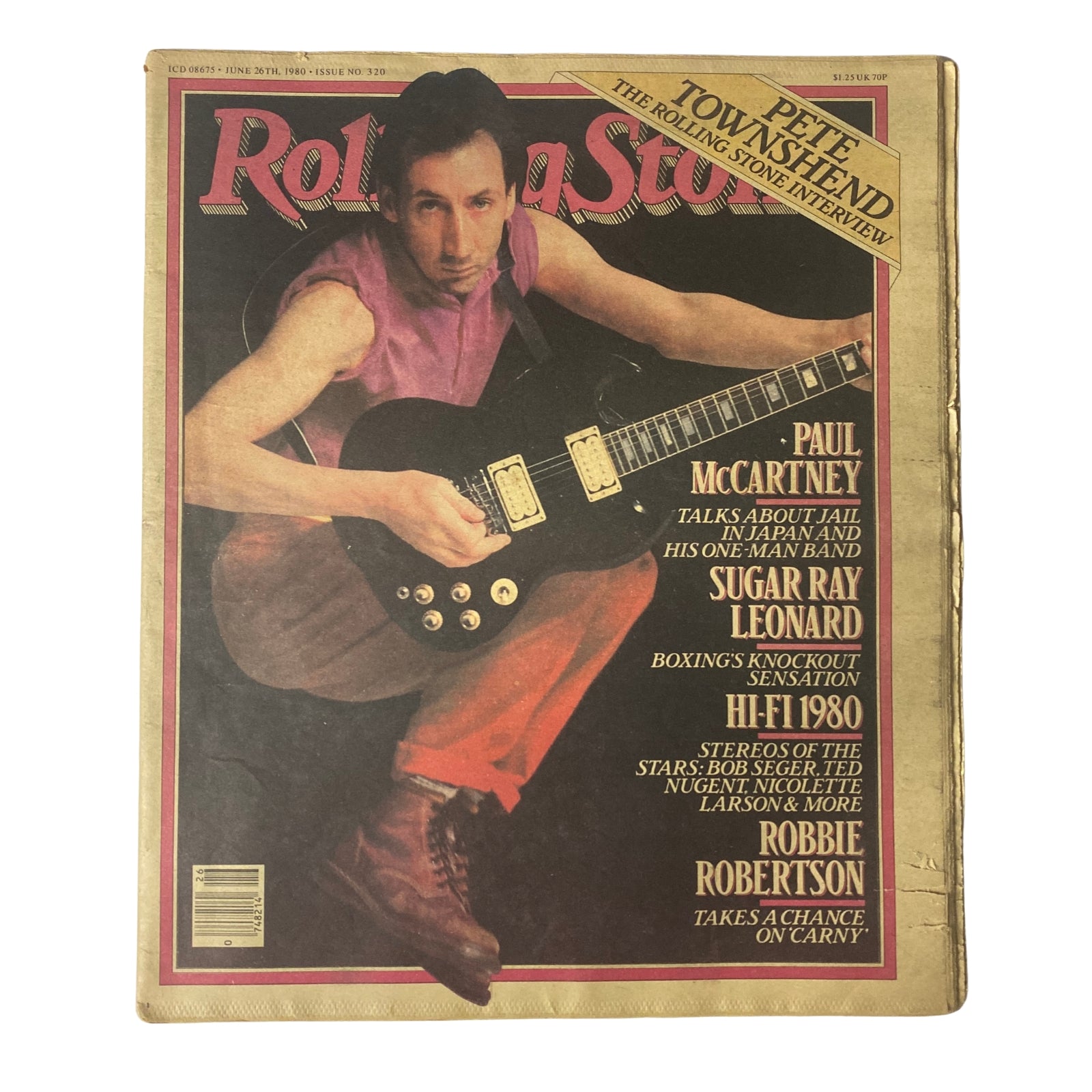 Cover of Rolling Stone Magazine June 26, 1980 No. 320 featuring Pete Townshend, with additional features including interviews with Paul McCartney and articles on various music topics.