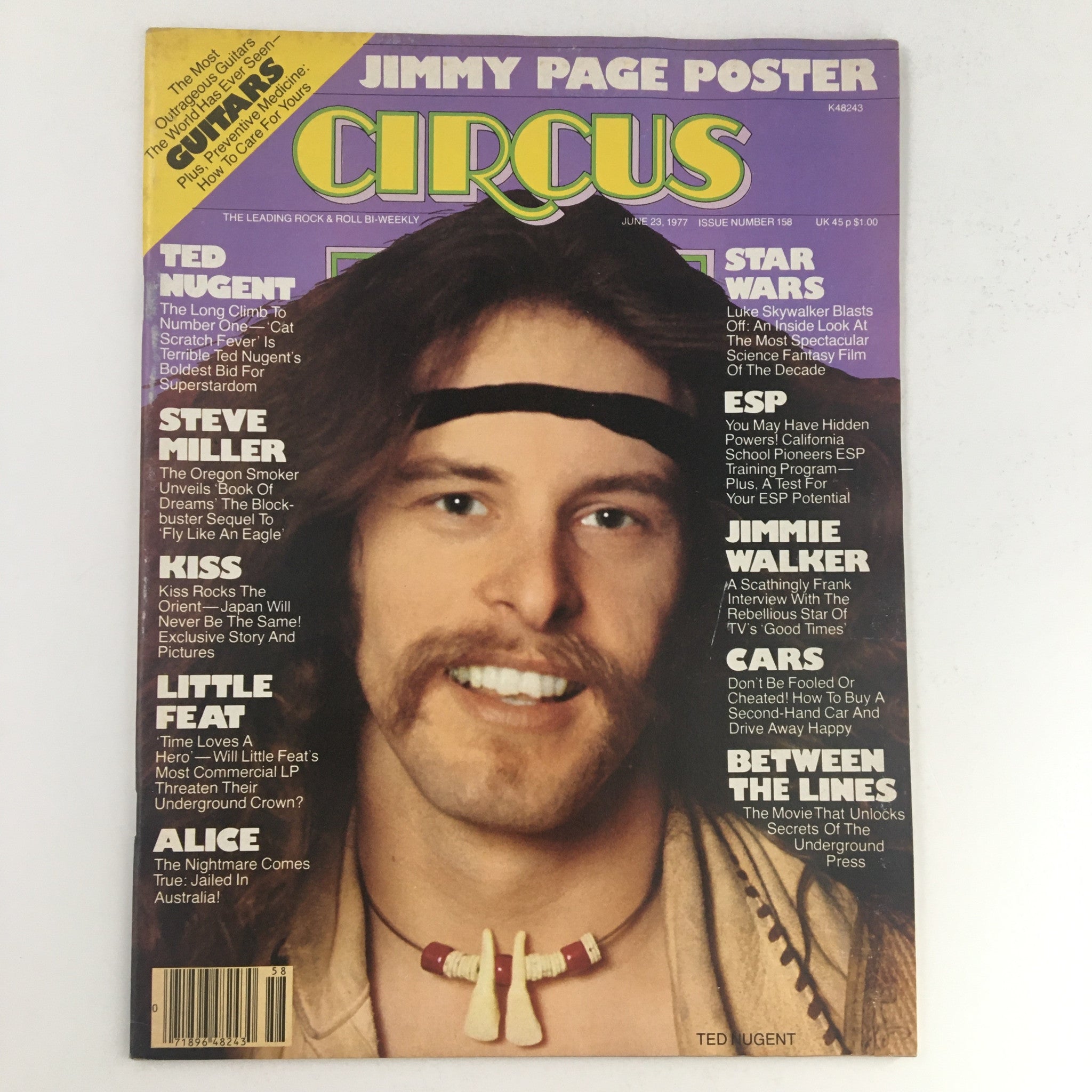 Circus Magazine June 23 1977 Ted Nugent & Jimmy Page of Led Zep Poster No Label