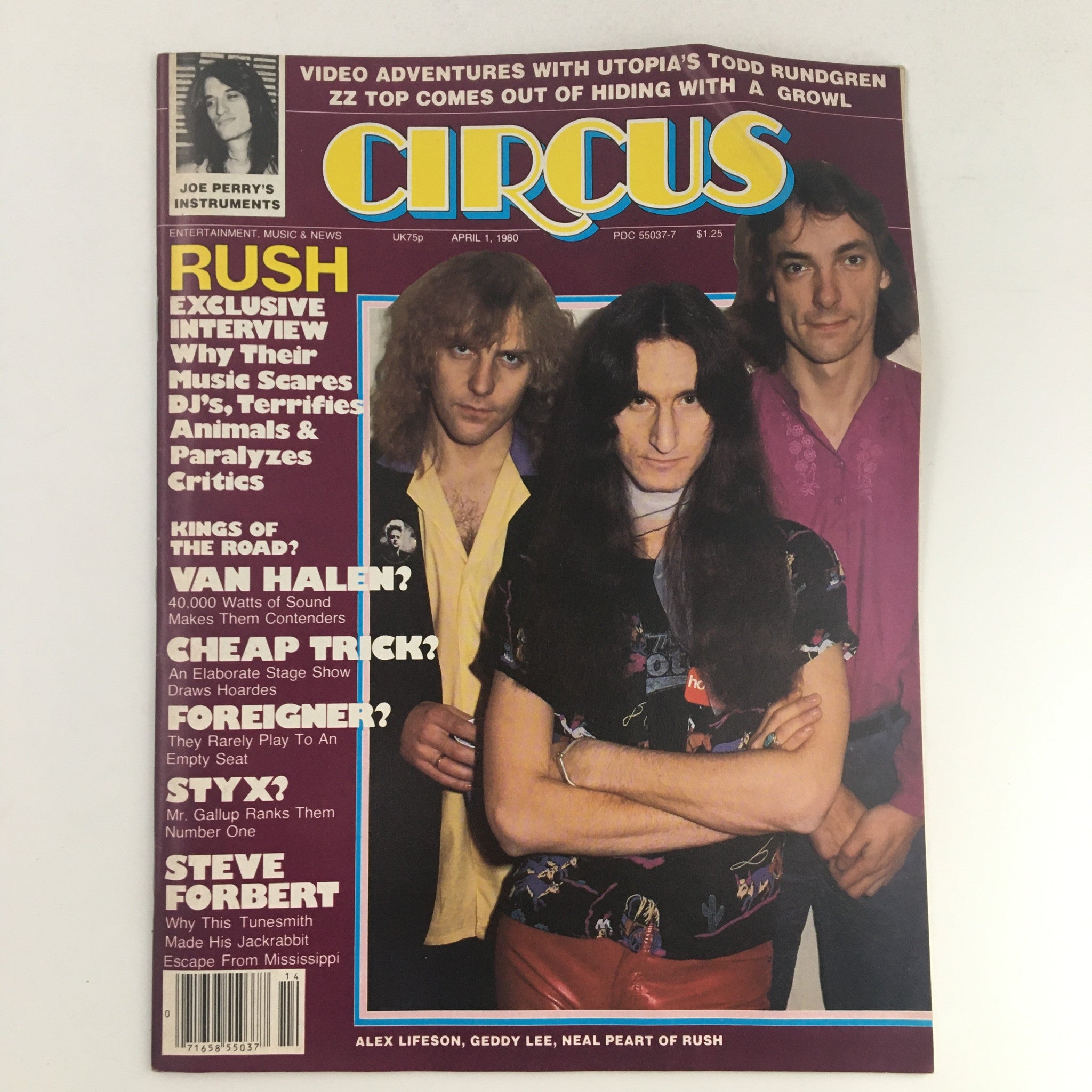 Circus Magazine April 1 1980 Alex Lifeson, Geddy Lee & Neal P. w Poster No Label