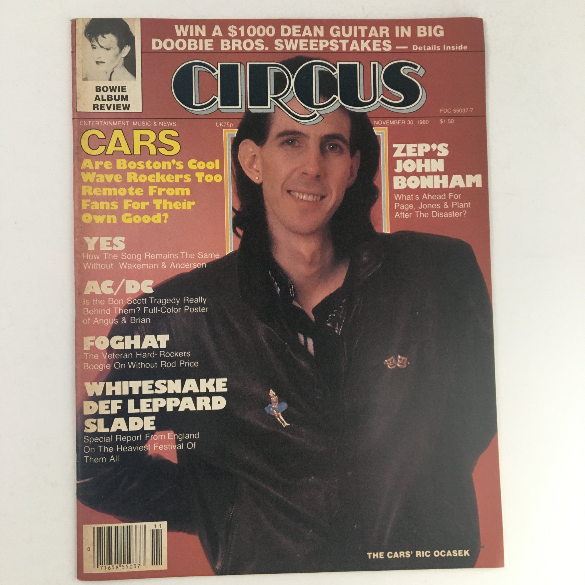 Circus Magazine November 30 1980 Ric Ocasek & Brian, Angus AC/DC Poster No Label