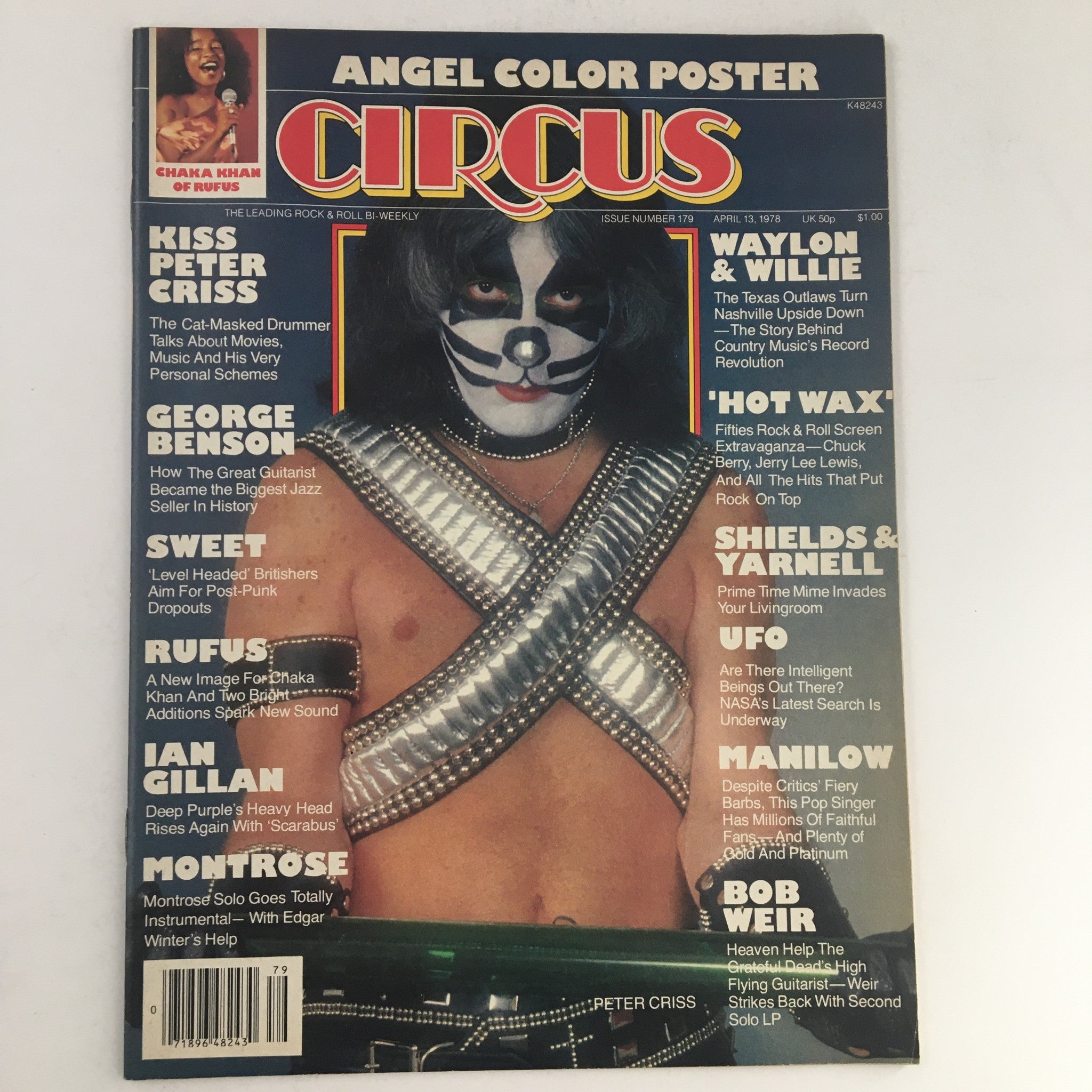 Circus Magazine April 13 1978 Peter Criss, Rufus & Angel Band Poster No Label