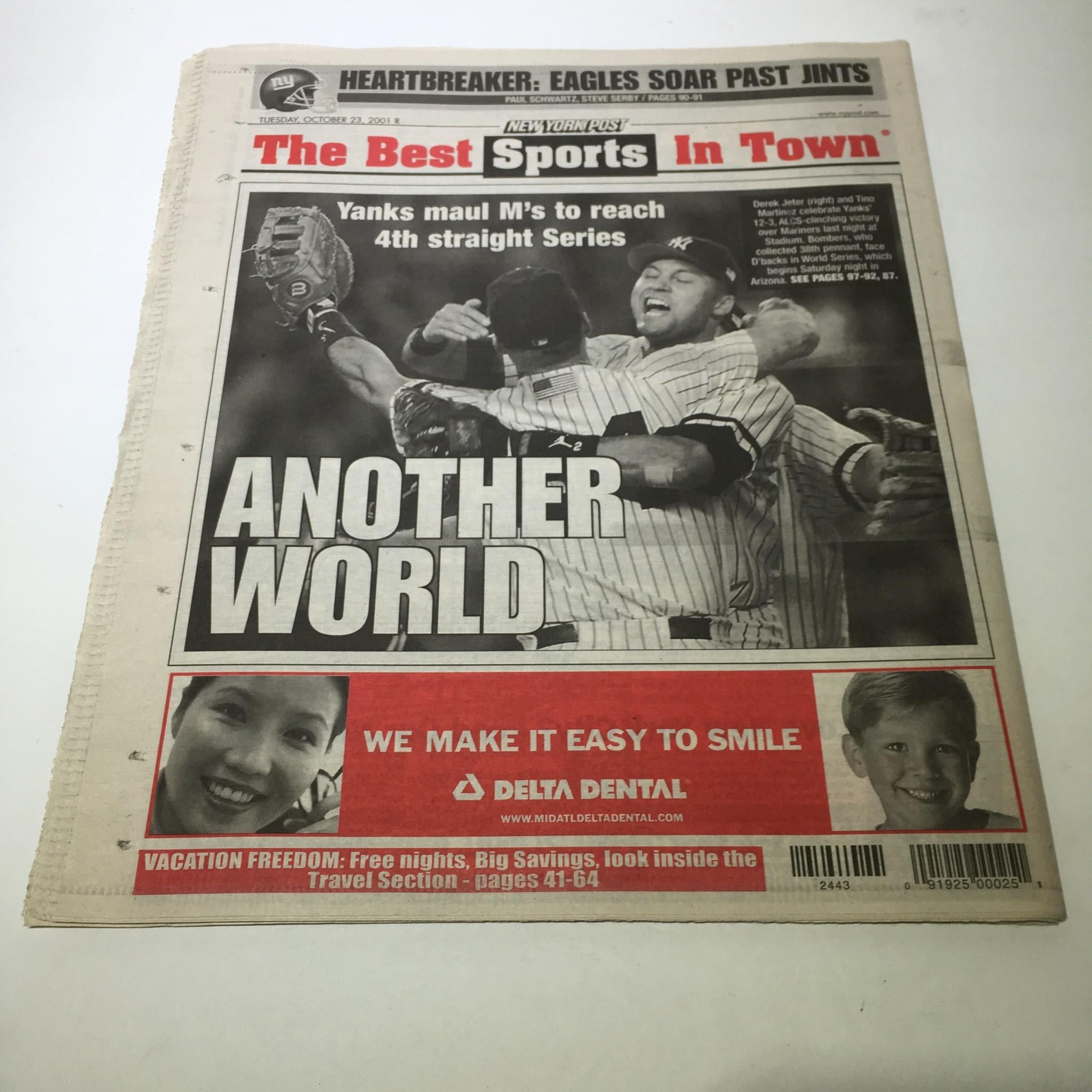 New York Post: Oct 23 2001 One More Time Derek Jeter Yankees