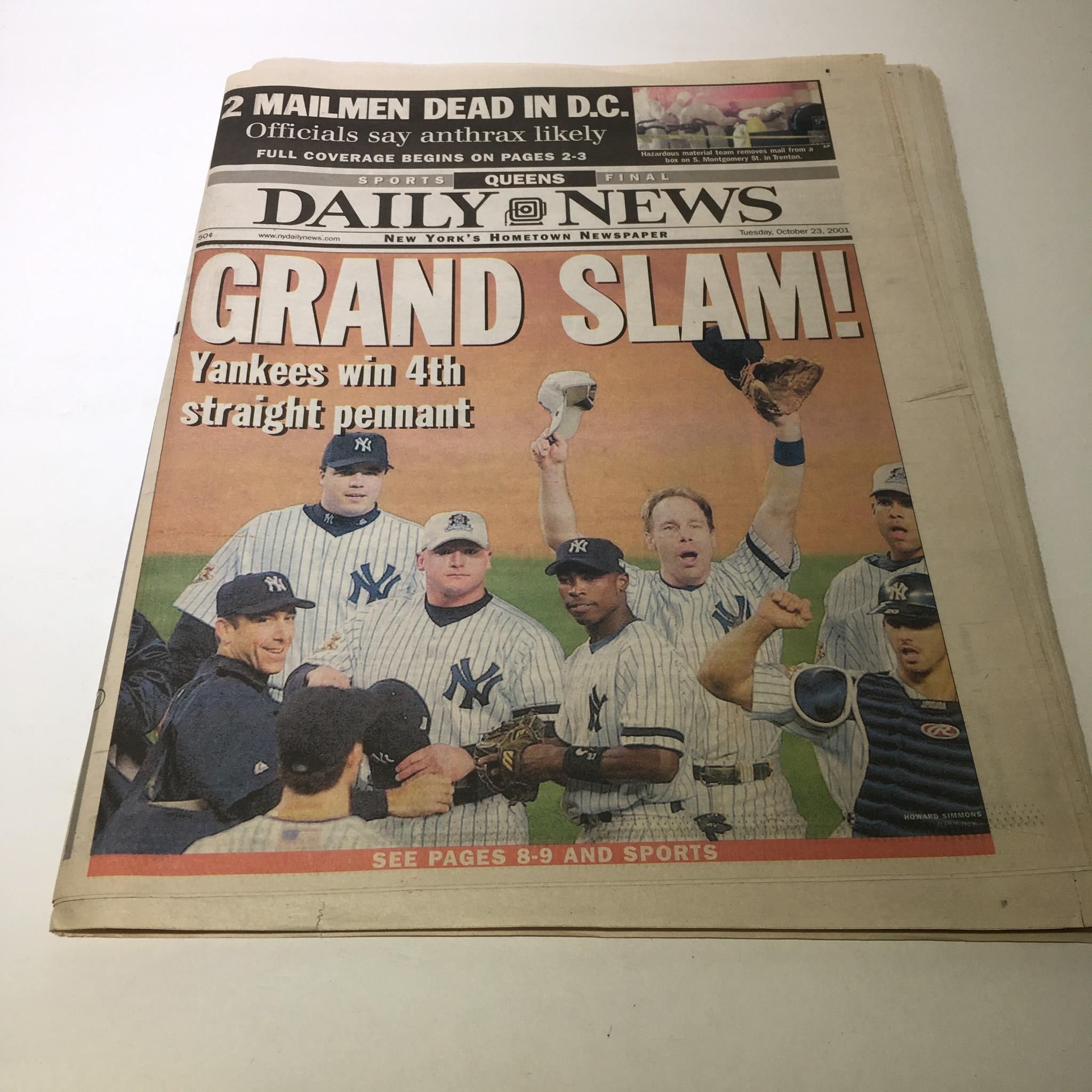 NY Daily News: Oct 23 2001 Grand Slam! Yankees Win 4th Straight Pennant