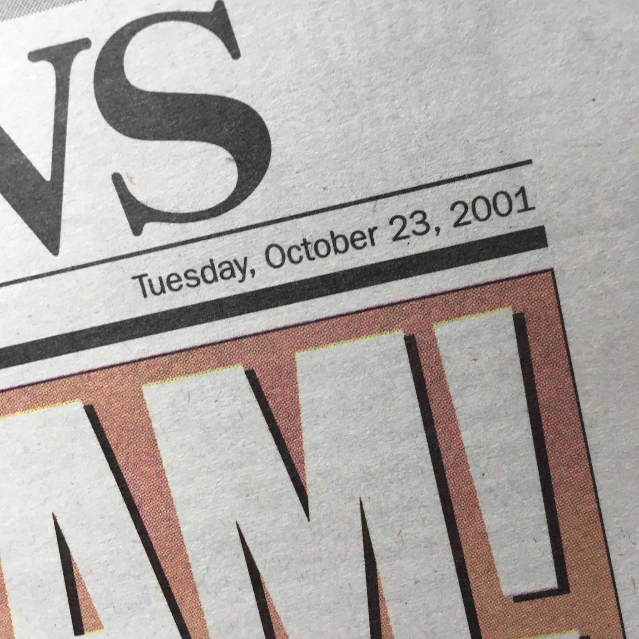 NY Daily News: Oct 23 2001 Grand Slam! Yankees Win 4th Straight Pennant