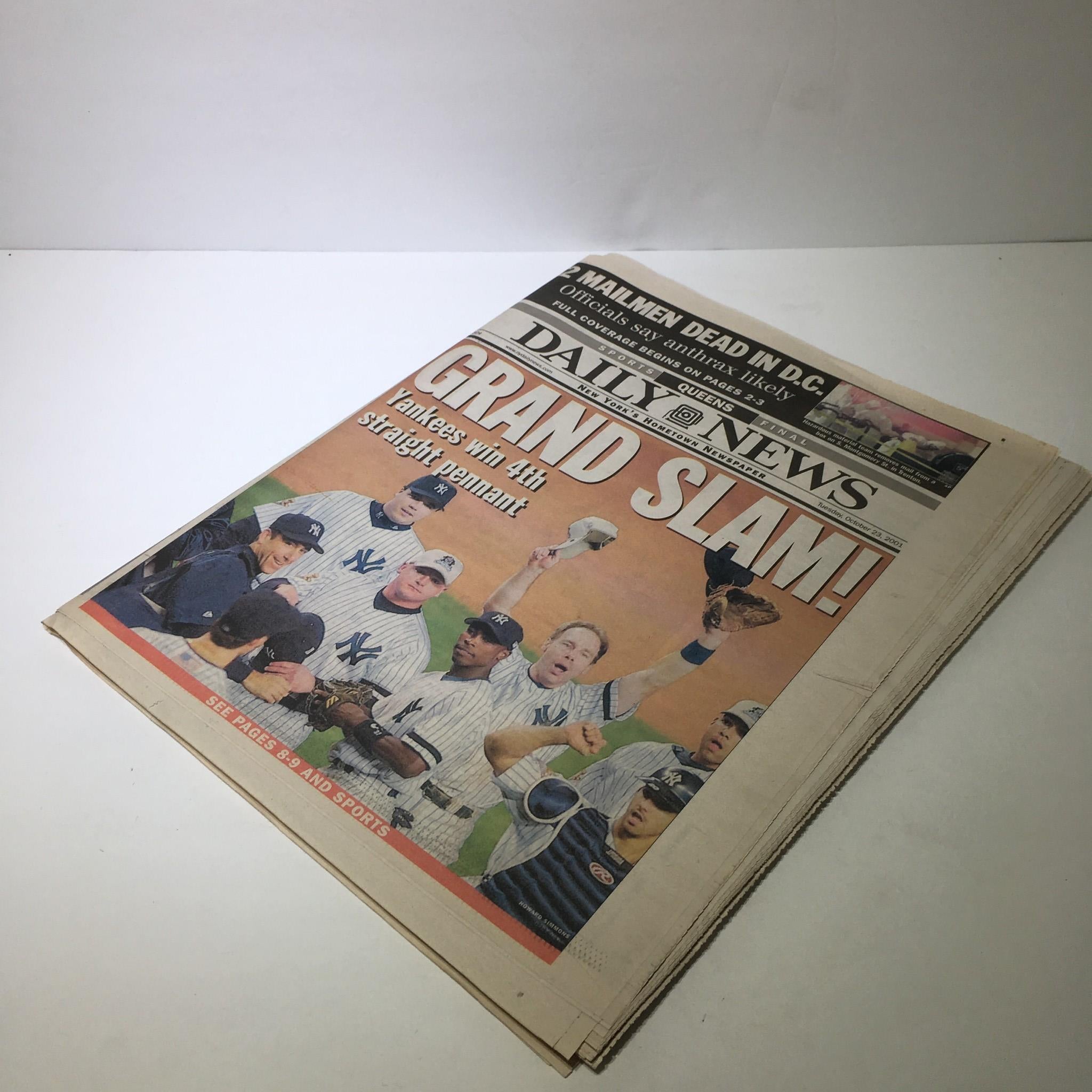 NY Daily News: Oct 23 2001 Grand Slam! Yankees Win 4th Straight Pennant