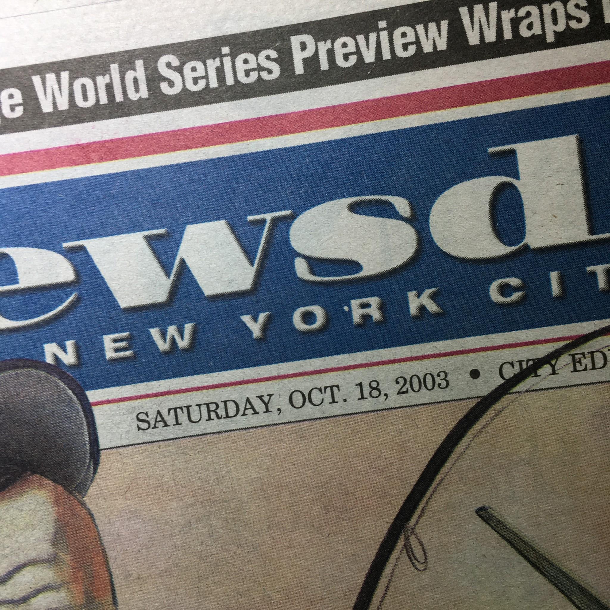 Newsday: Oct 18 2003 Goin' Fishing Torre, Yanks Aim To Hook Marlins