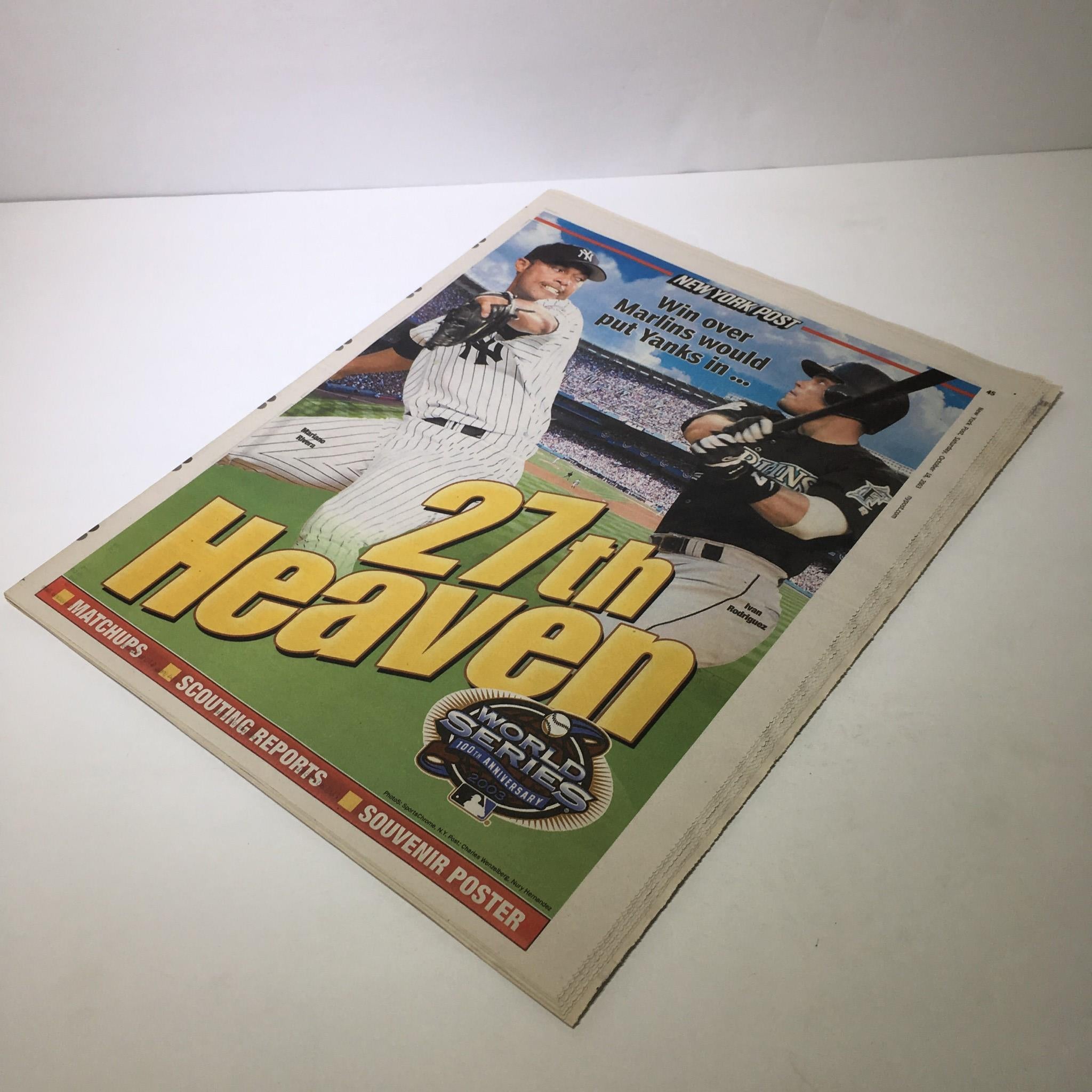 New York Post: Oct 18 2003 Win Over Marlins Would Put Yanks In 27th Heaven