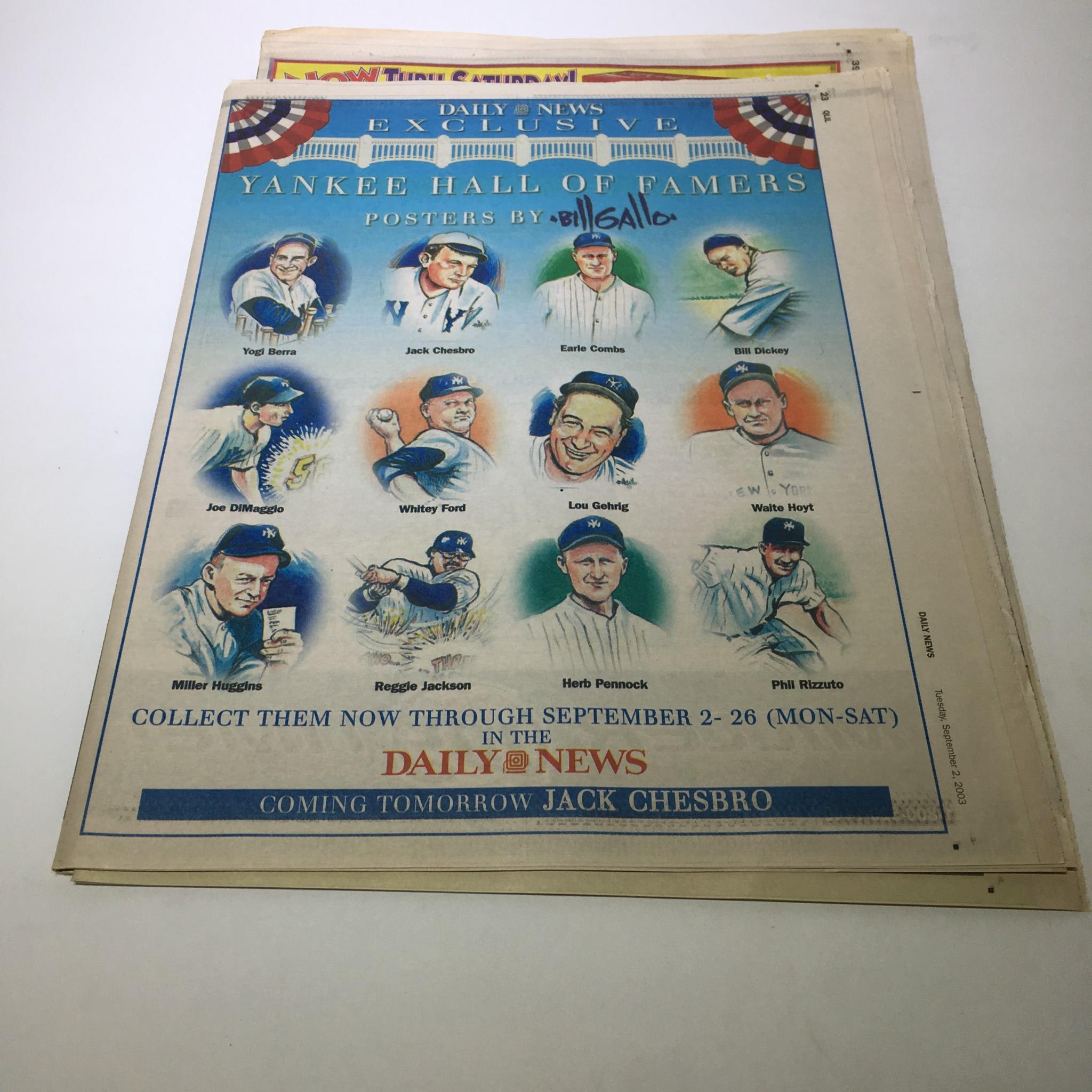 New York Daily News: Sept 2 2003 Yankee Hall Of Famers