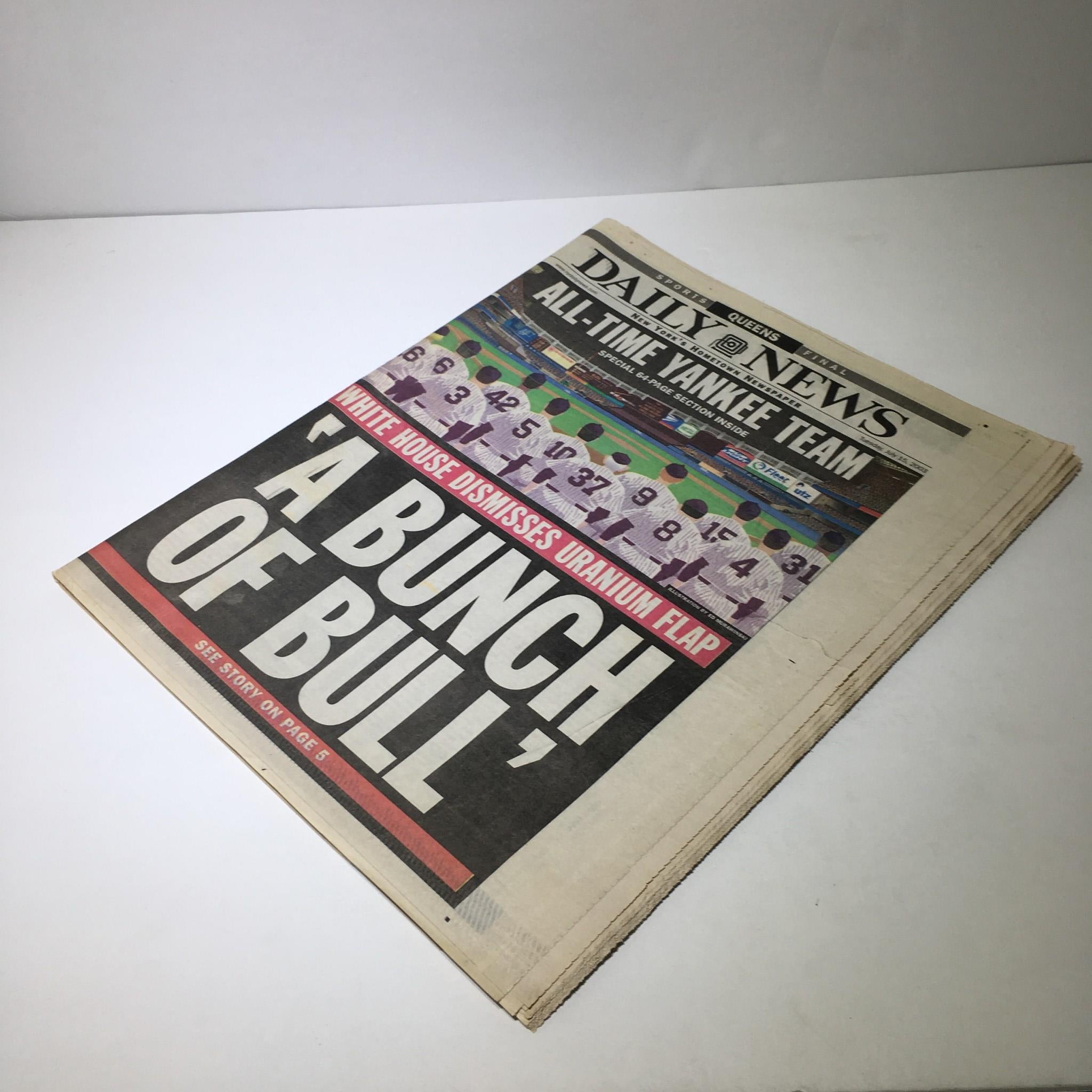 New York Daily News:07/15/03 White House Dismisses Uranium Flap A Bunch Of Bull