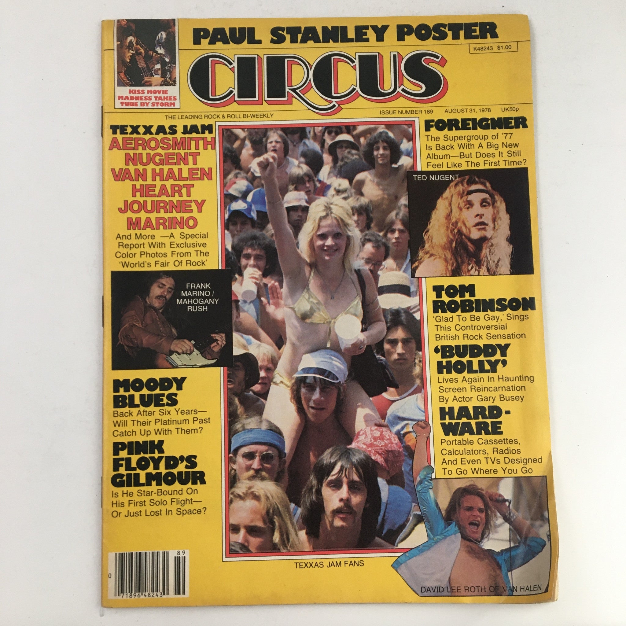 Circus Magazine August 31 1978 Frank Marino & Kiss Paul Stanley Poster No Label