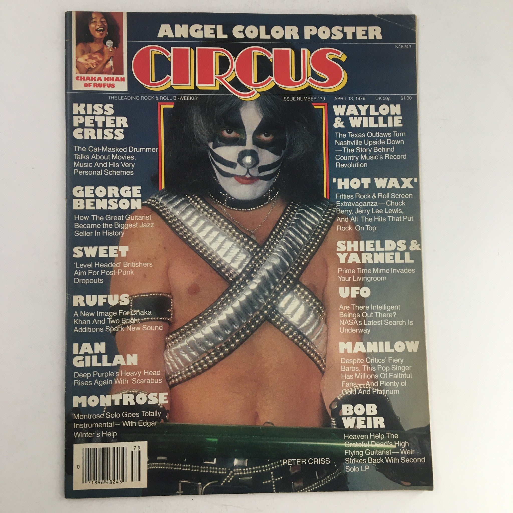 Circus Magazine April 13 1978 Peter Criss, Chaka Khan & Angel Poster No Label