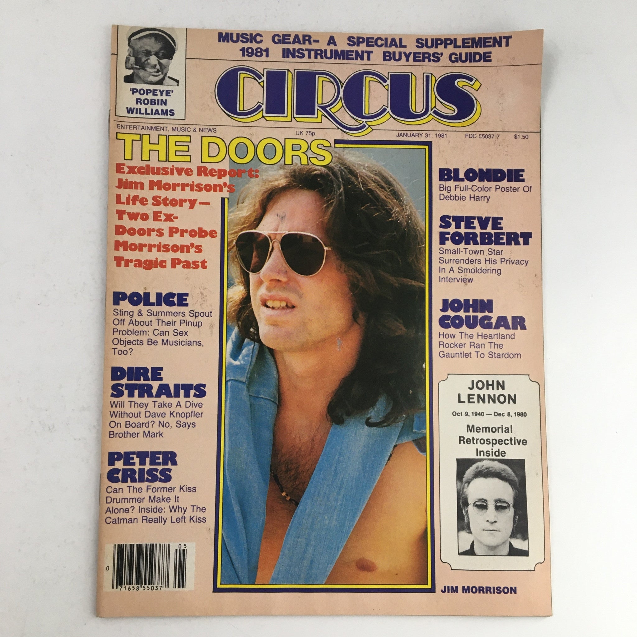 Circus Magazine January 31 1981 Jim Morrison & John Lennon Feat Poster No Label