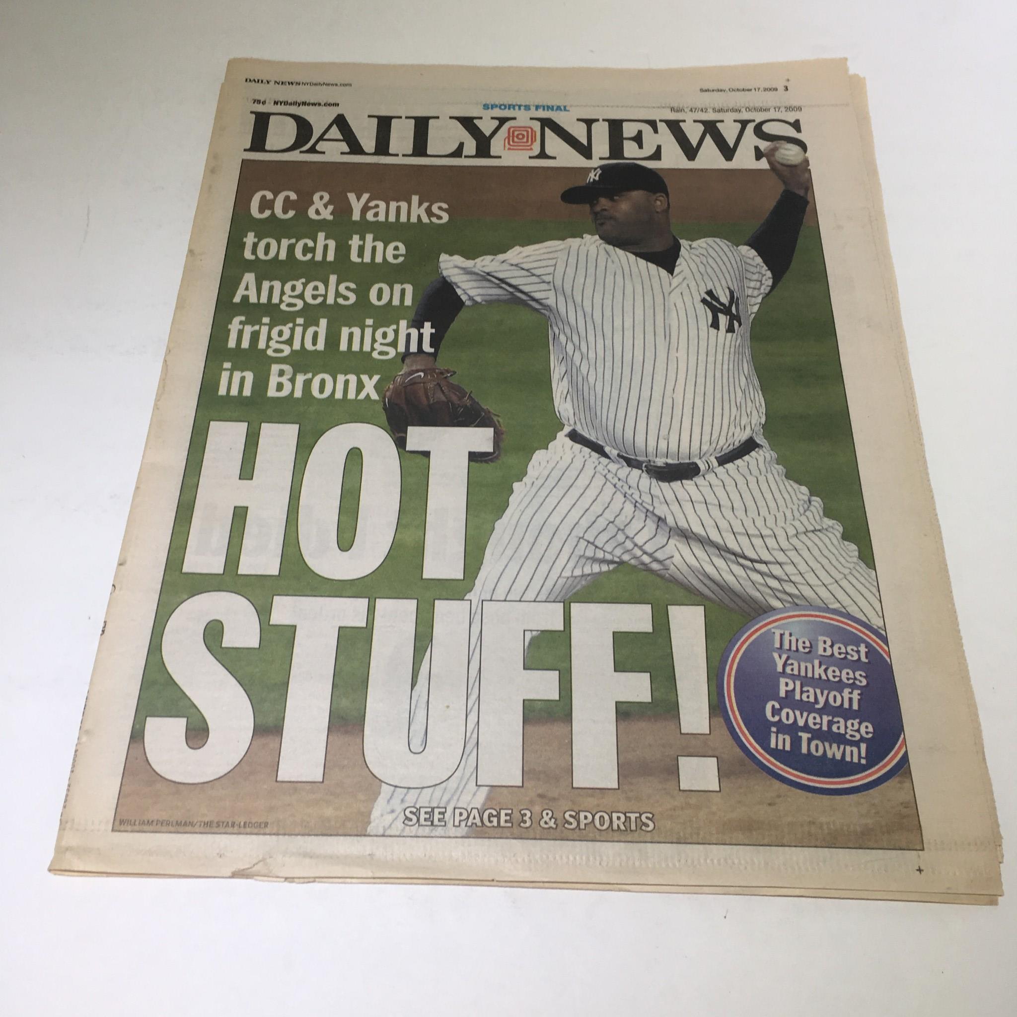 NY Daily News: Oct 17 2009 CC & Yanks Torch The Angels On Frigid Night In Bronx