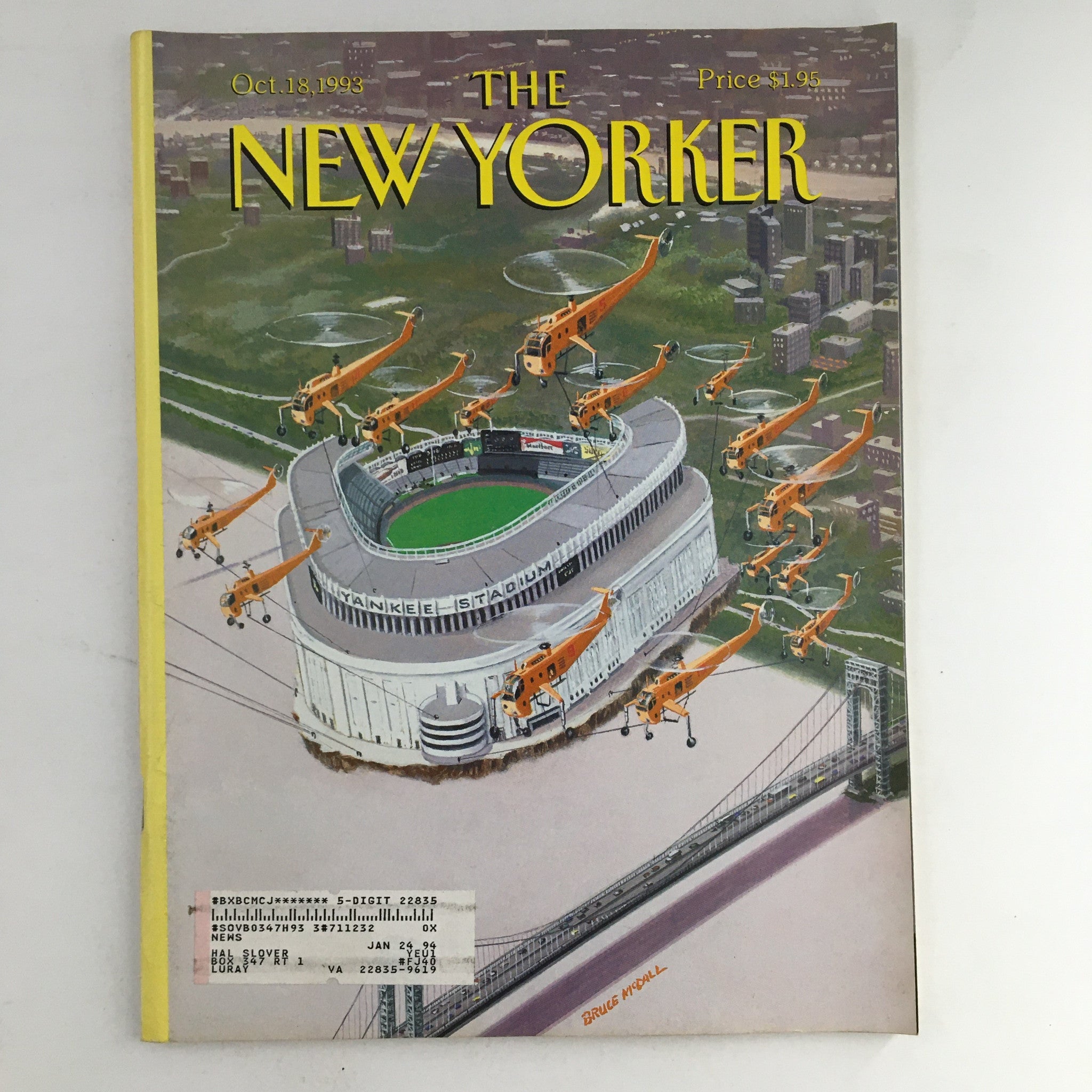 The New Yorker Magazine October 18 1993 Full Theme Cover by Bruce McCall