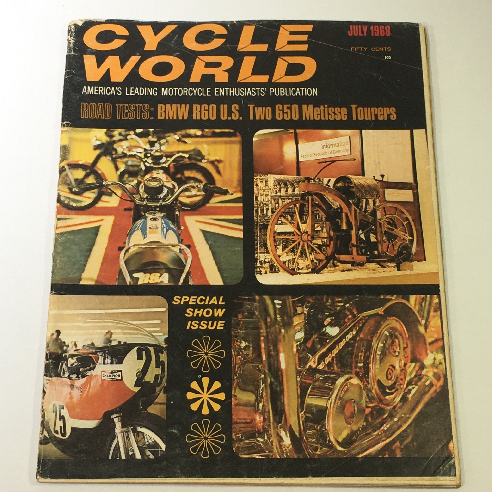 VTG Cycle World Magazine July 1968 - BMW R60 U.S. / 650 Metisse Tourers Tests