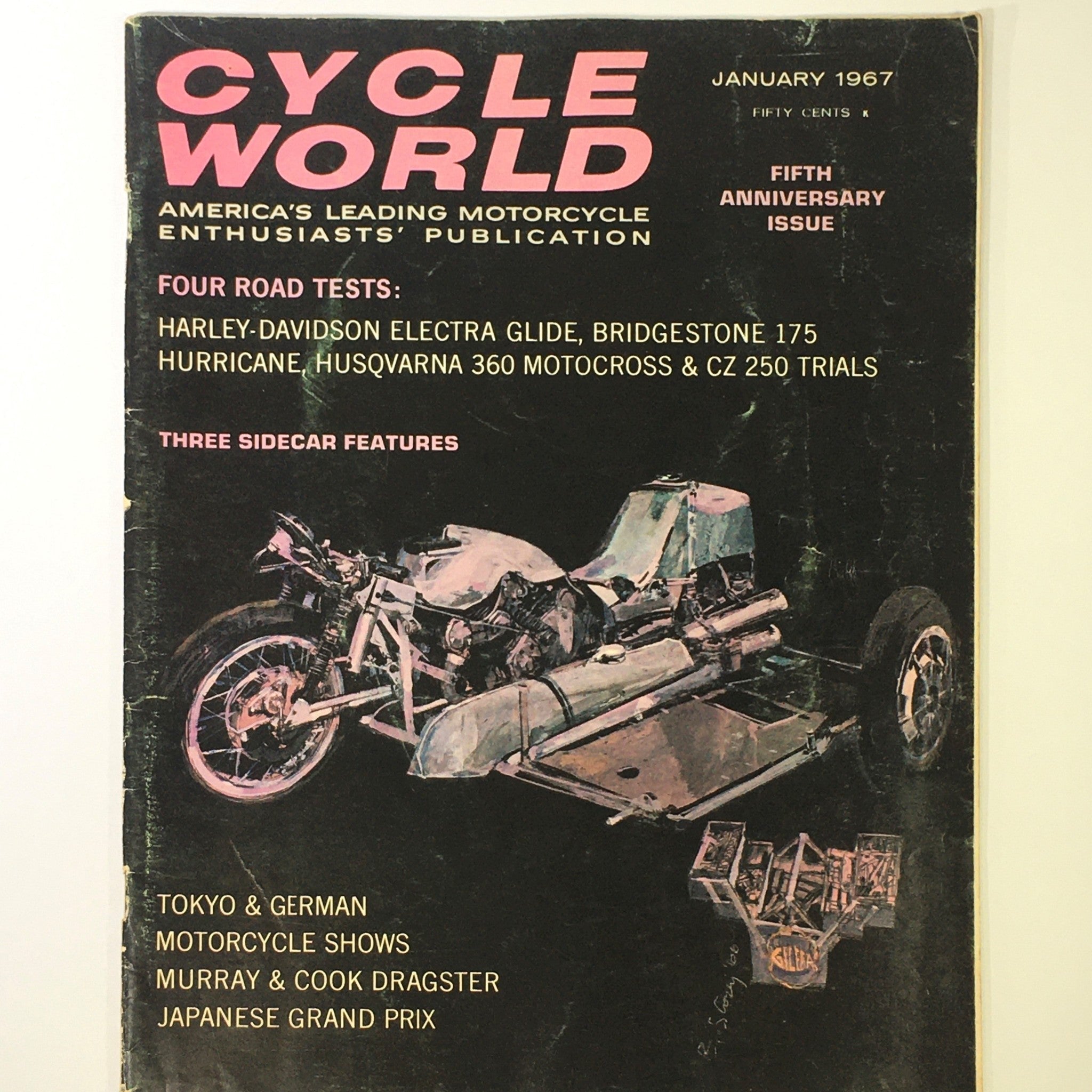 VTG Cycle World Magazine January 1967 - Harley-Davidson Electra Glide / CZ 250