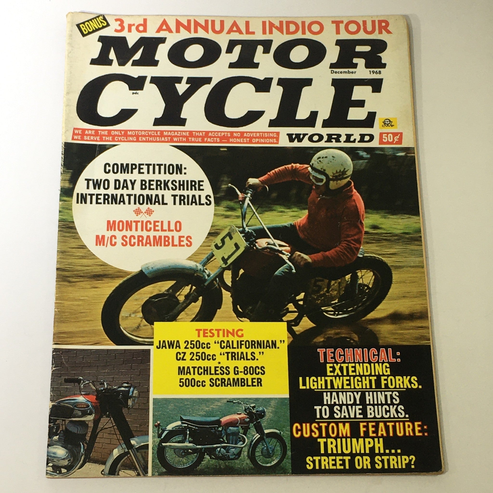 VTG Motor Cycle World Magazine December 1968 - Jawa 250cc / CZ 250cc Testing