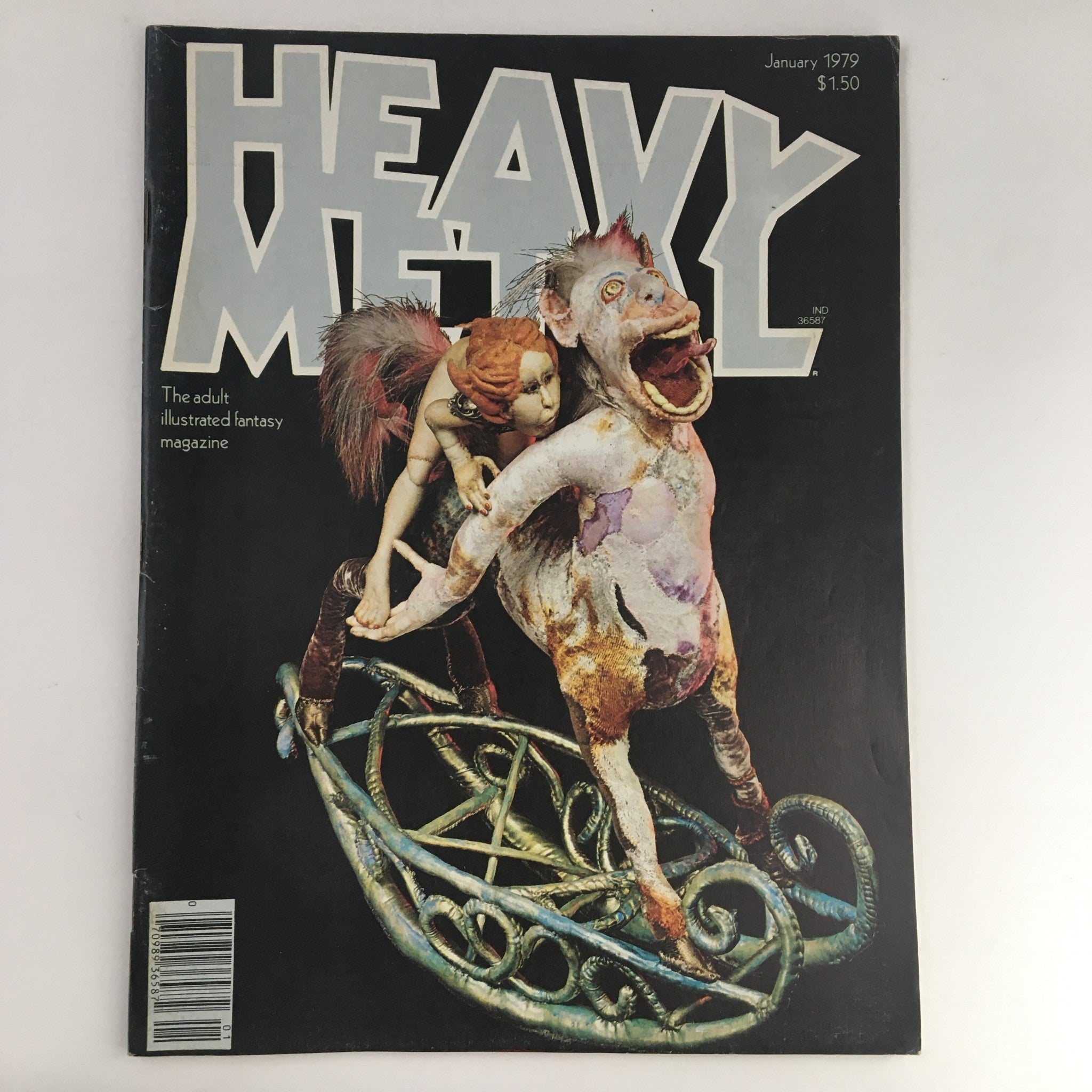 Cover of Heavy Metal Magazine January 1979 showcasing vibrant illustrations and the title "Heavy Metal" prominently displayed. The cover features a fantastical figure, highlighting themes from the issue "The New Tales of the Arabian Nights."