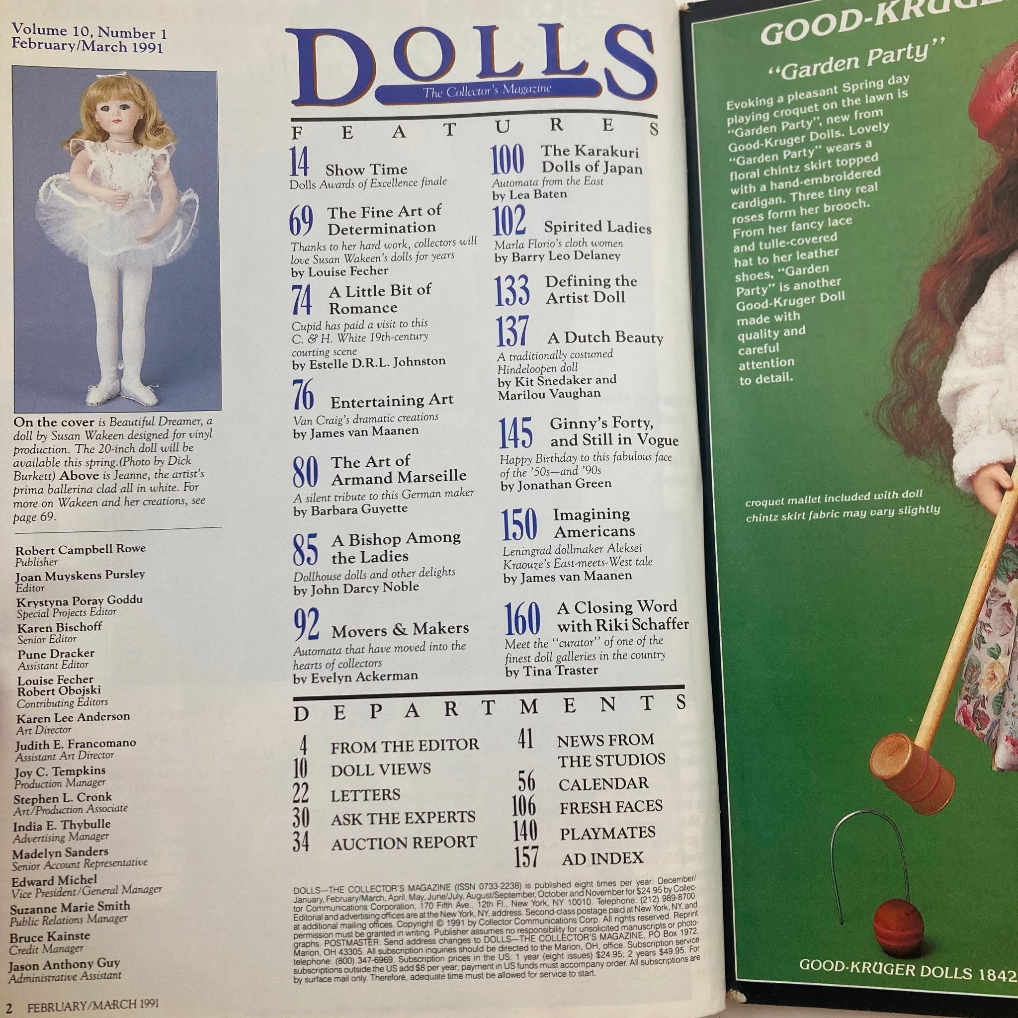 VTG Dolls The Collector's Magazine March 1991 Susan Wakeen's New Baby No Label