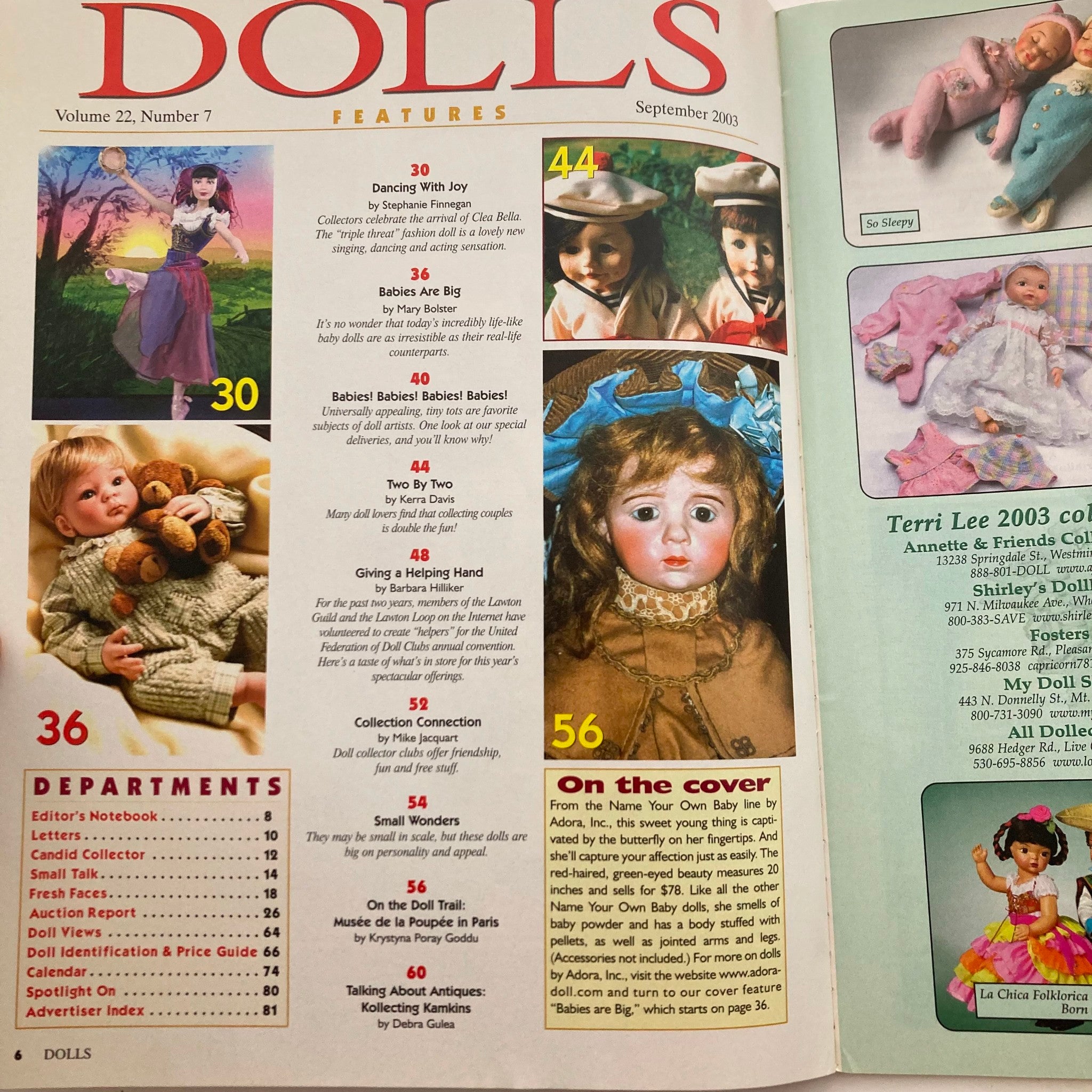 Dolls Magazine September 2003 Vol 22 No. 7 Clea Bella Debuts No Label