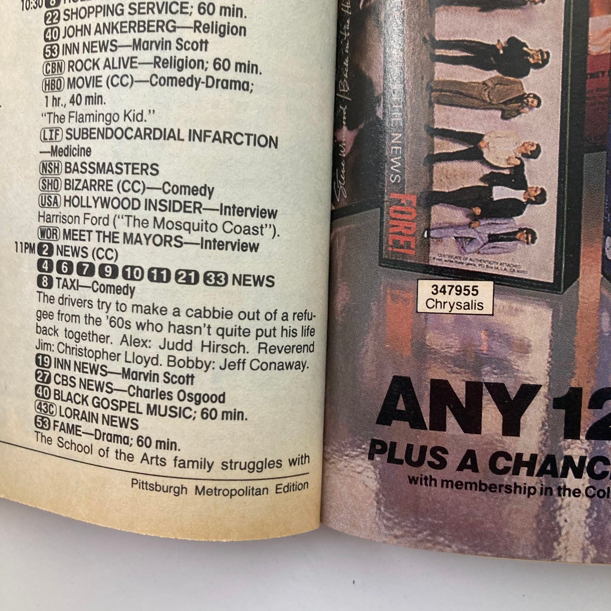 Interior page of TV Guide Magazine January 10, 1987 showcasing program listings for Pittsburgh Metro edition, reflecting TV schedules and entertainment options of the late 1980s.