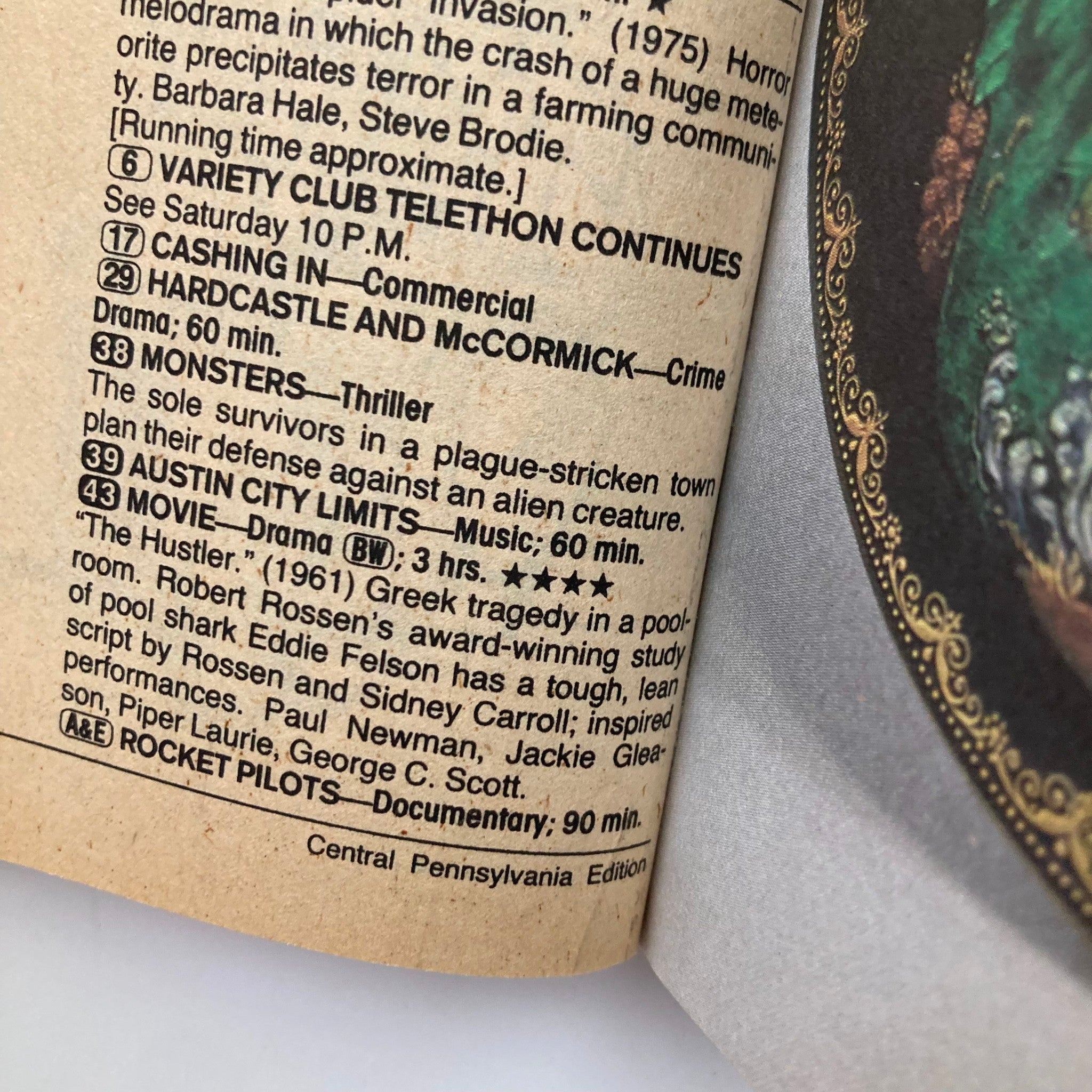 Inside page of TV Guide Magazine from February 4, 1989, featuring program listings including 'Monsters,' 'Austin City Limits,' and 'The Hustler,' part of the issue showcasing Billy Crystal and Robert Duvall on the cover.