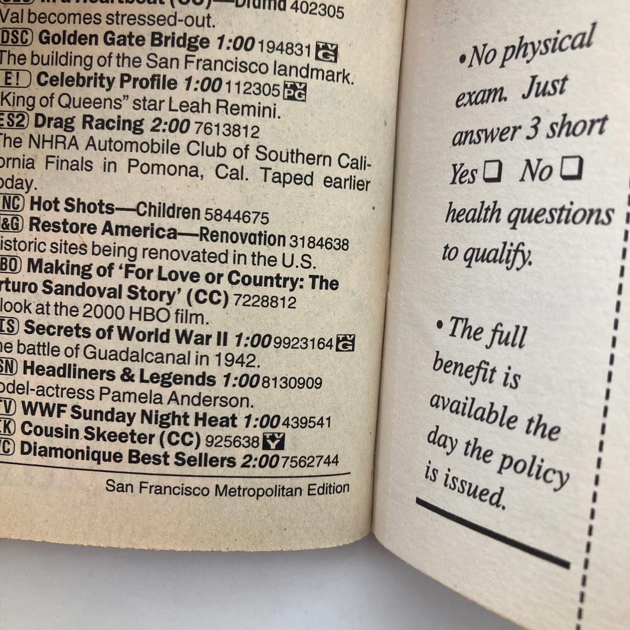 TV Guide Magazine November 11 2000 George Harrison San Francisco Metro Ed.