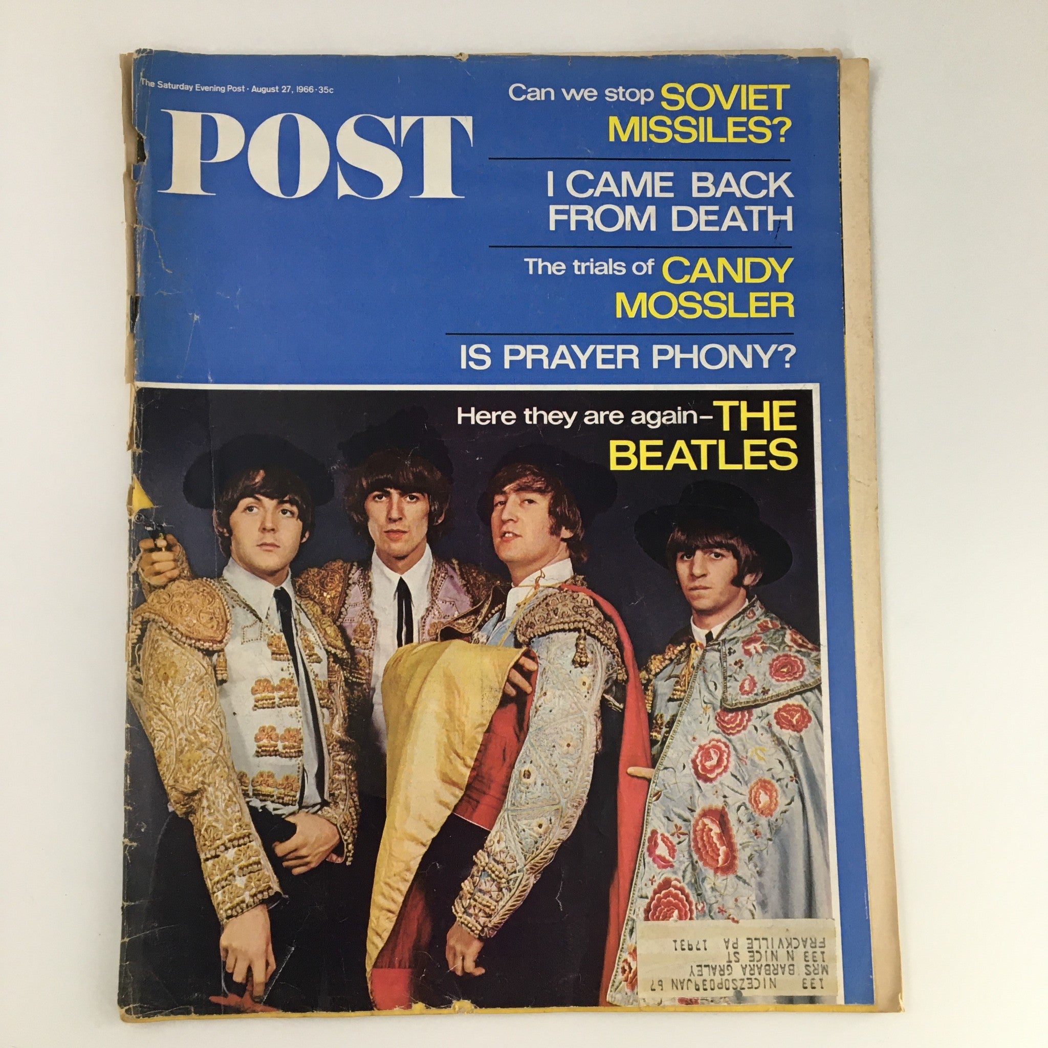 The Saturday Evening Post August 27 1966 The Beatles Cover & Candy Mossler Trial