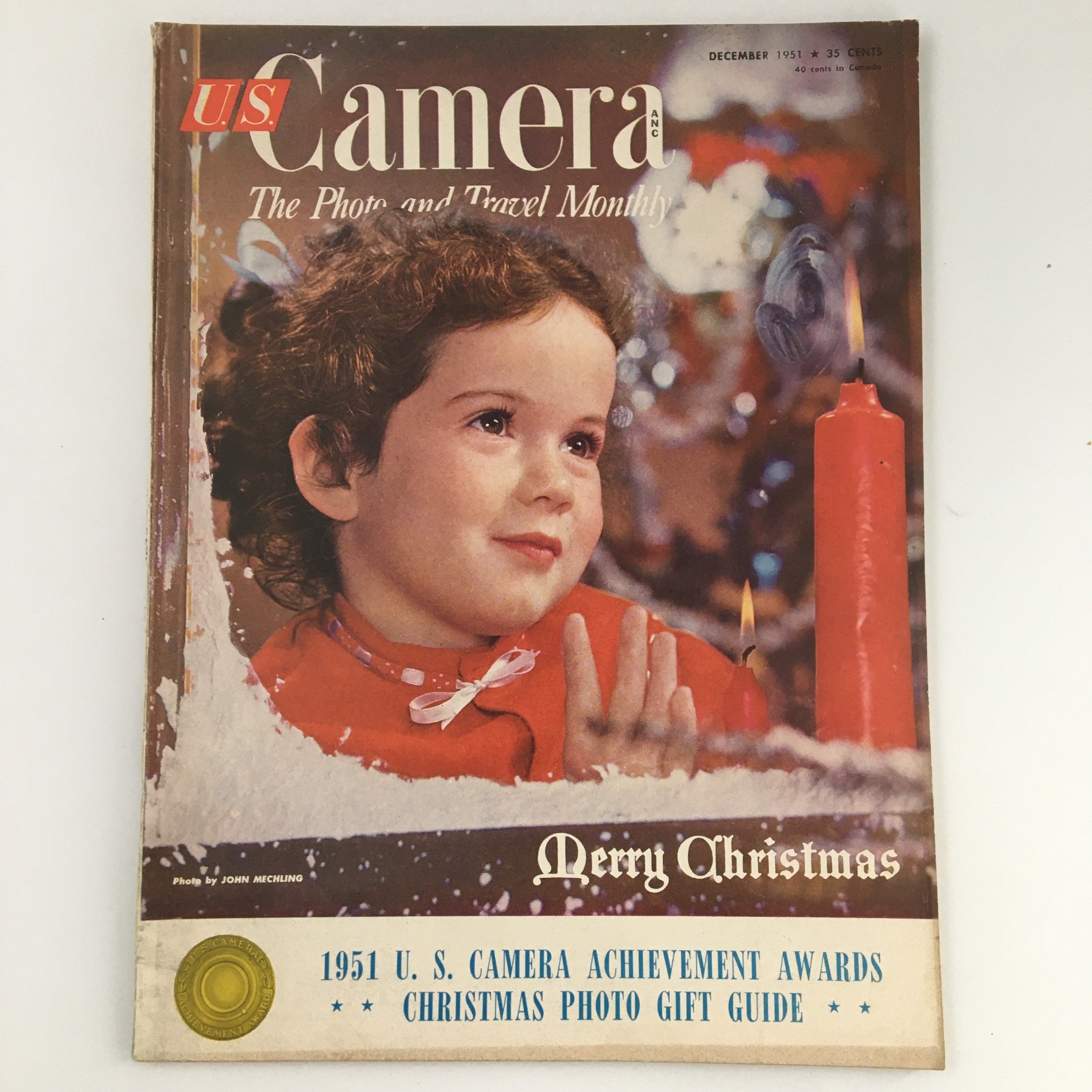 VTG U.S. Camera Magazine December 1951 Cover Photo by John Mechling, Newsstand