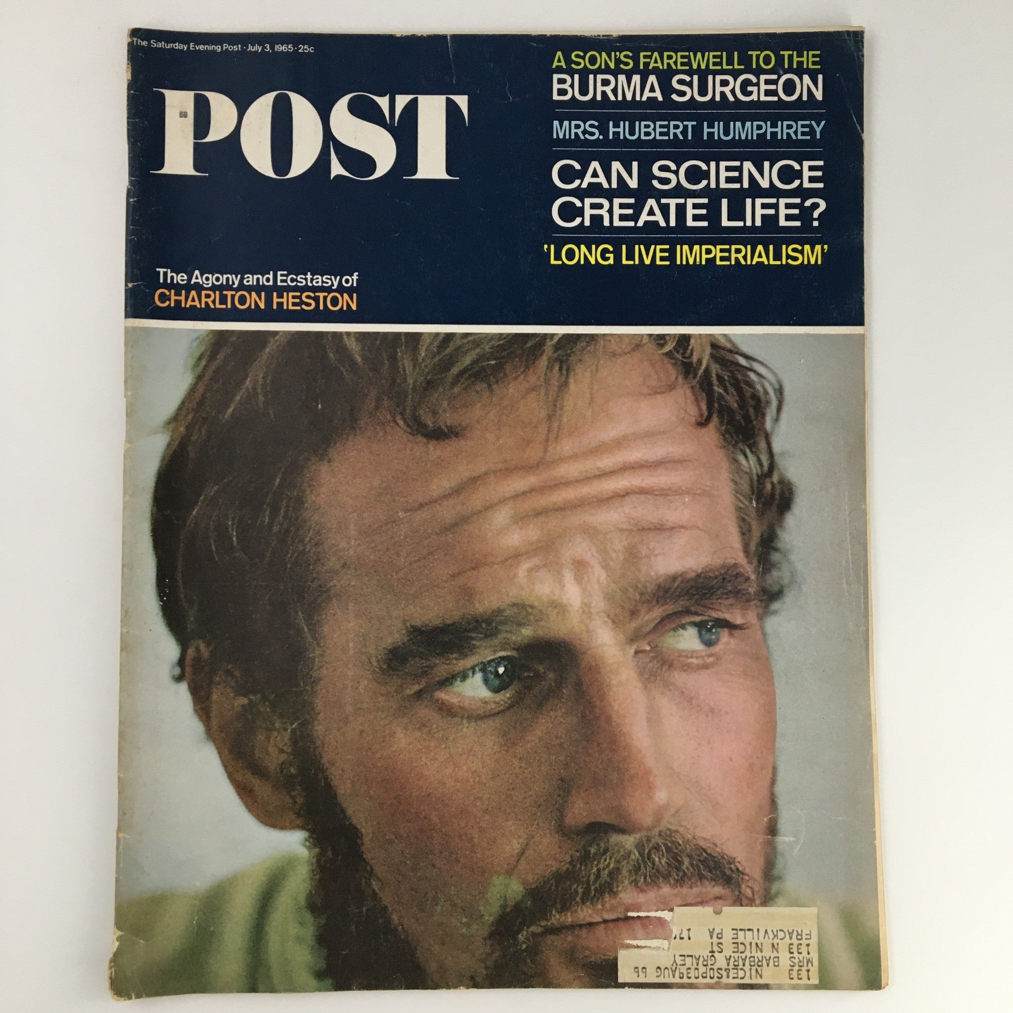 The Saturday Evening Post July 3 1965 Agony and Ecstasy of Charlton Heston Cover