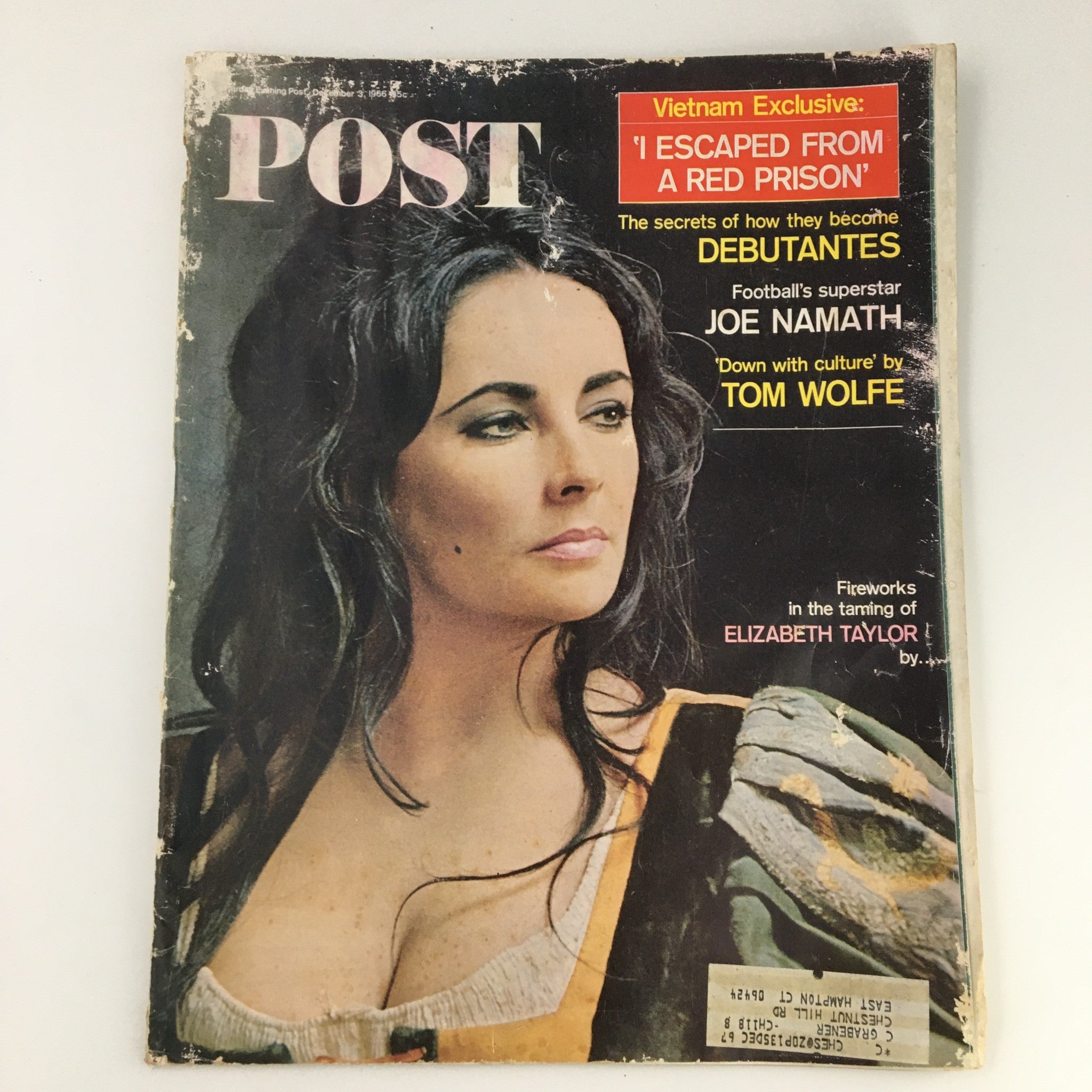 The Saturday Evening Post December 3 1966 Elizabeth Taylor & Joe Namath Feature