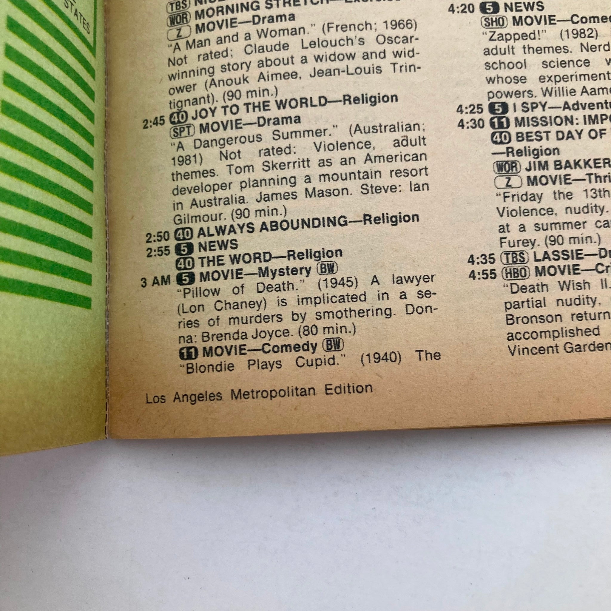 Inside page of TV Guide Magazine dated July 9, 1983. Features TV listings, movie descriptions, and program schedules, showcasing the Los Angeles Metropolitan Edition, a valuable resource for TV history enthusiasts.