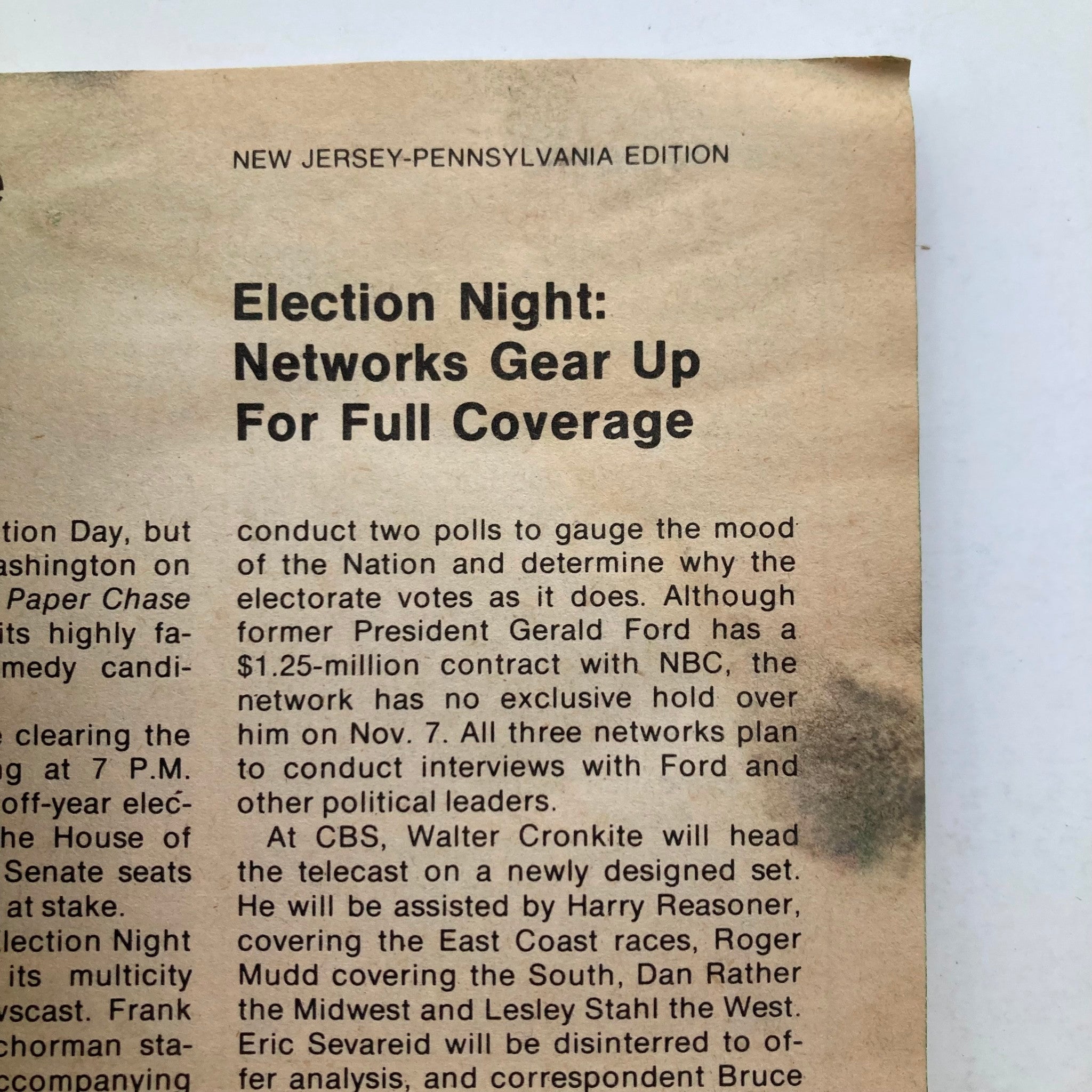 TV Guide Magazine article titled 'Election Night: Networks Gear Up For Full Coverage', discussing media coverage of the upcoming elections.